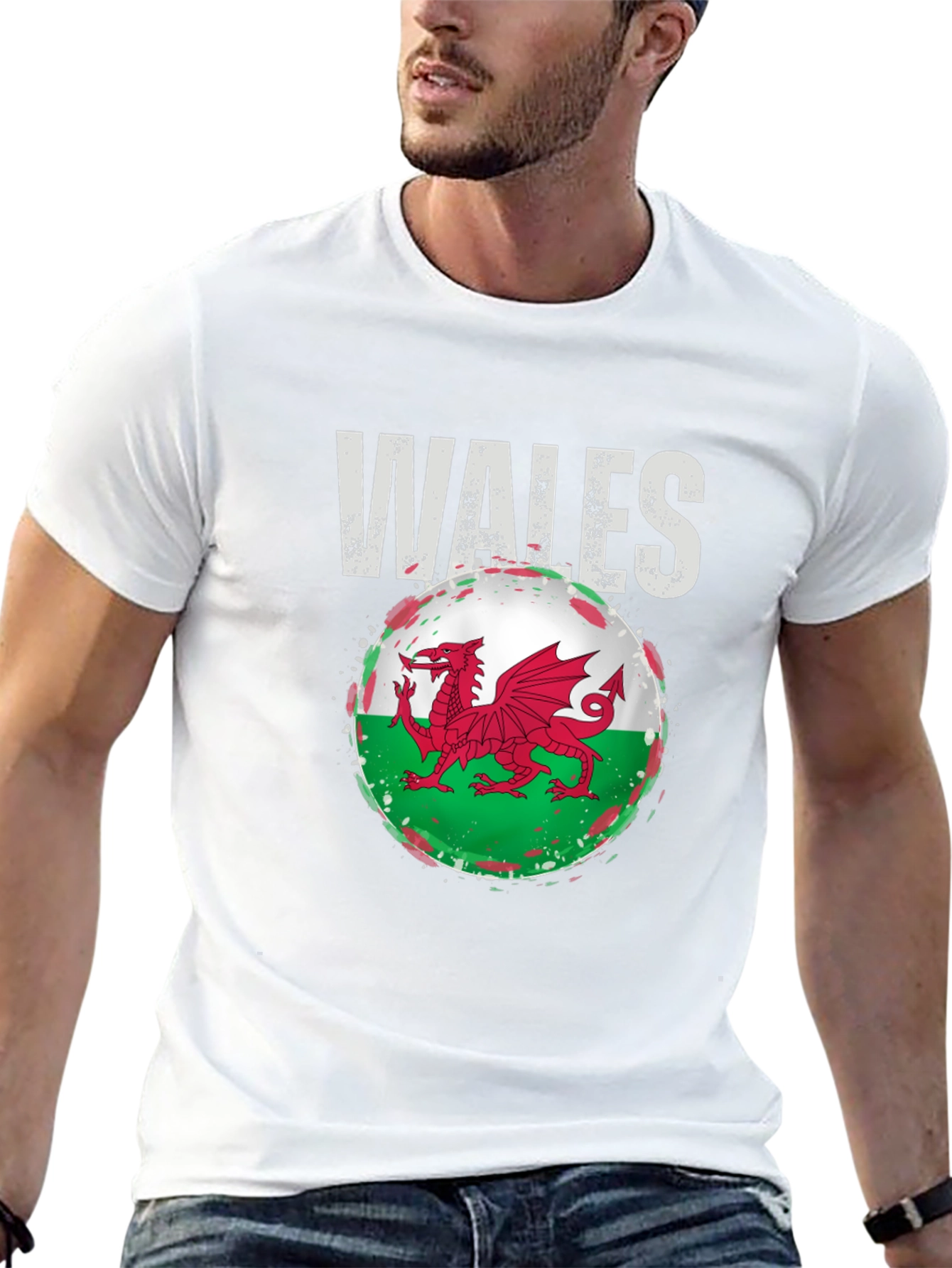 Wales Flag Dragon Graphic Tee - Black