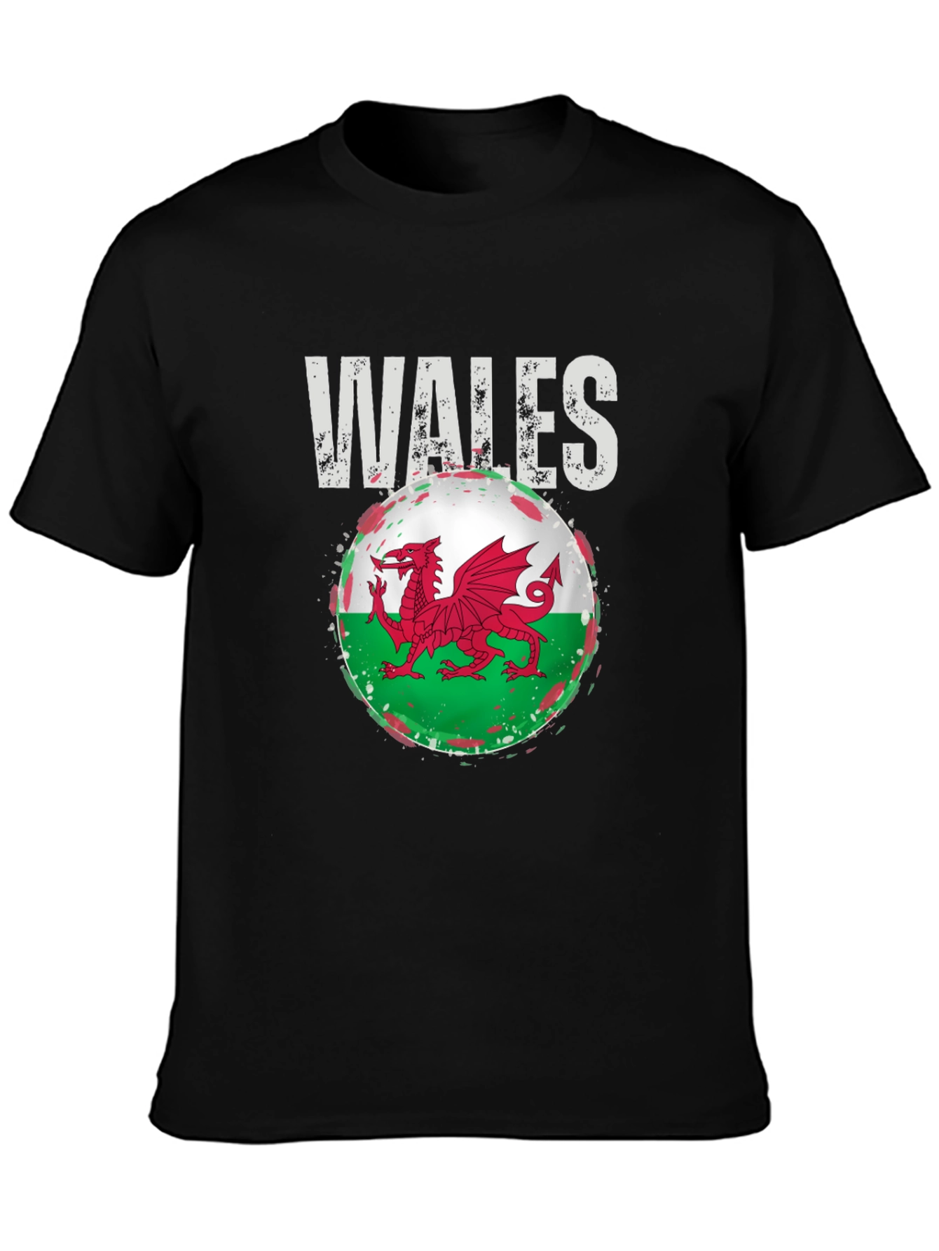 Wales Flag Dragon Graphic Tee - Black