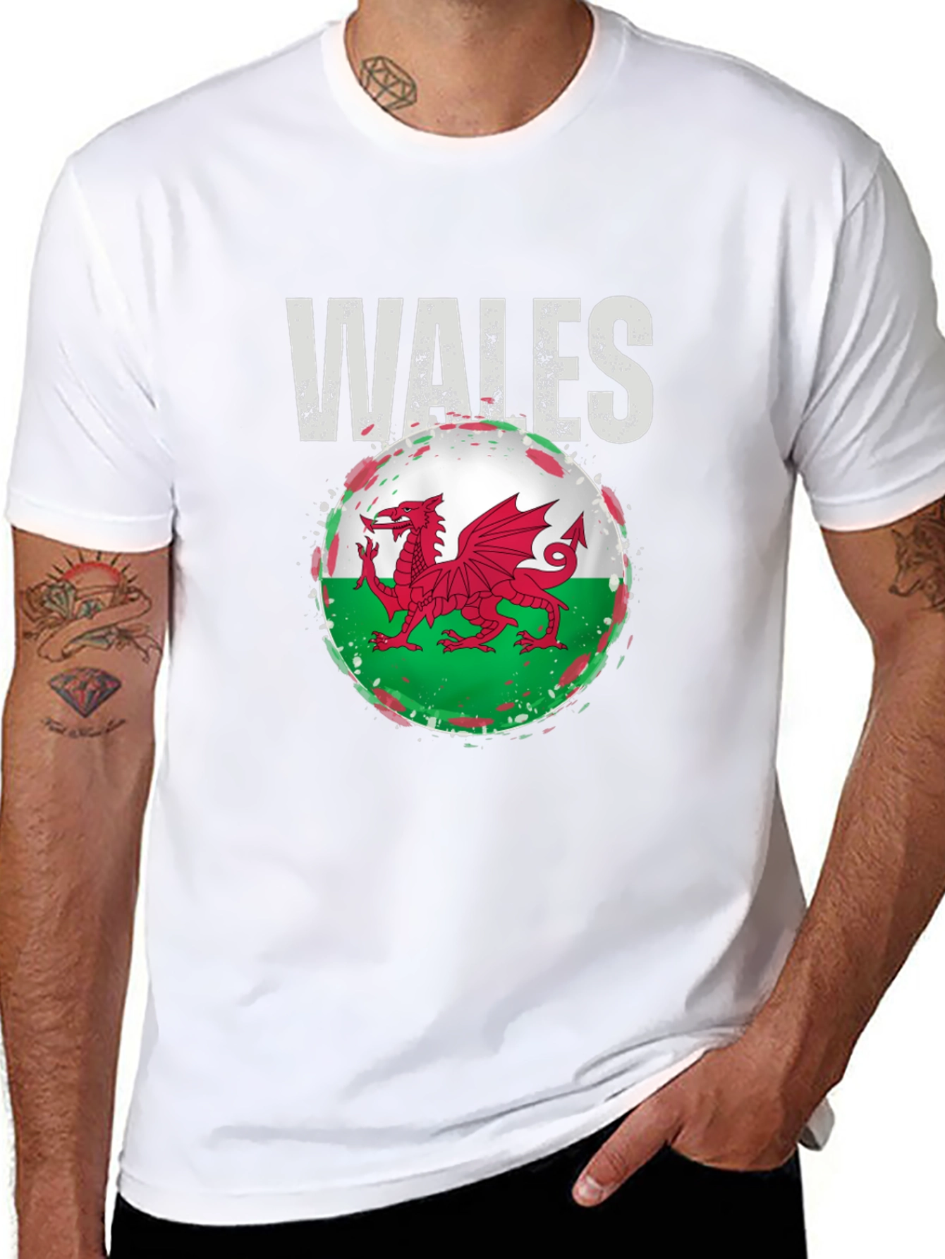 Wales Flag Dragon Graphic Tee - Black