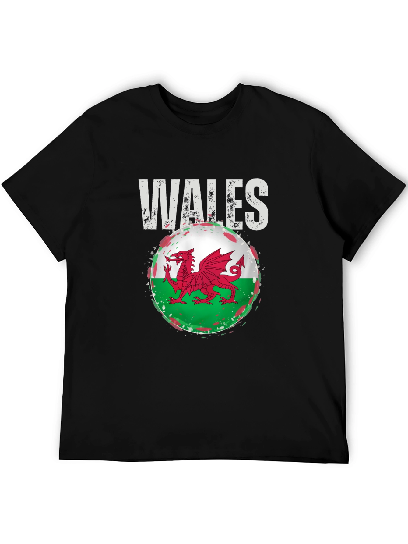 Wales Flag Dragon Graphic Tee - Black