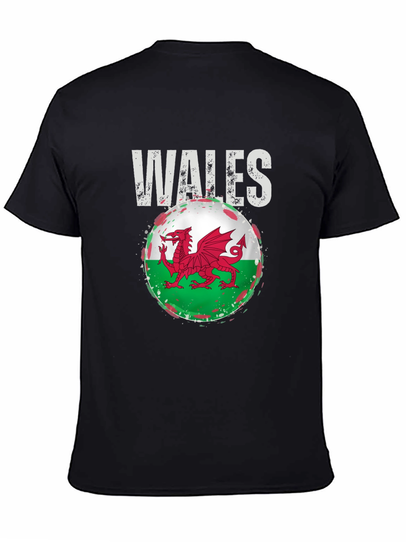 Wales Flag Dragon Graphic Tee - Black