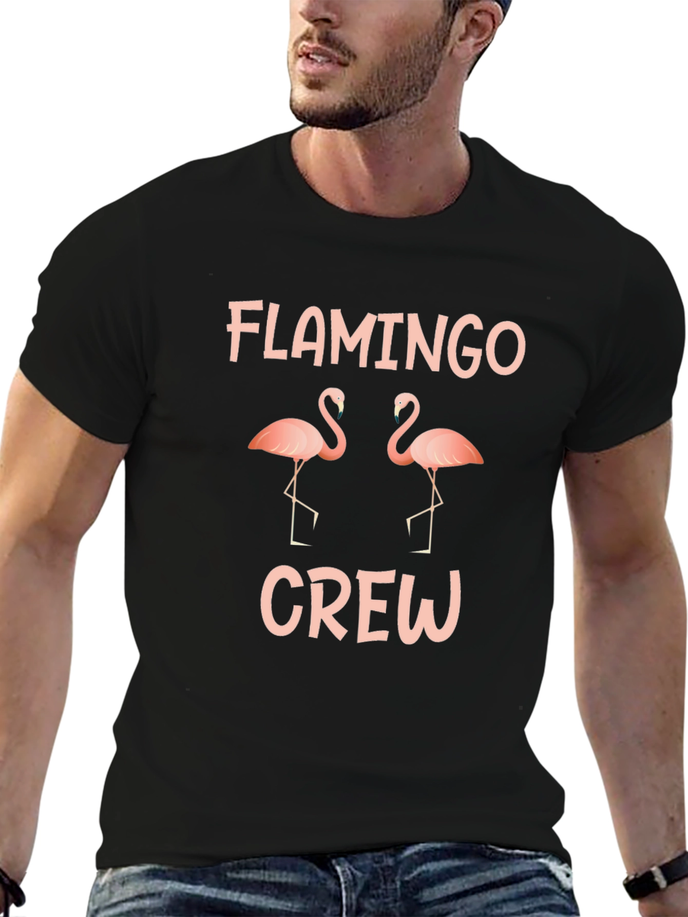 Flamingo Crew Graphic Tee - Black