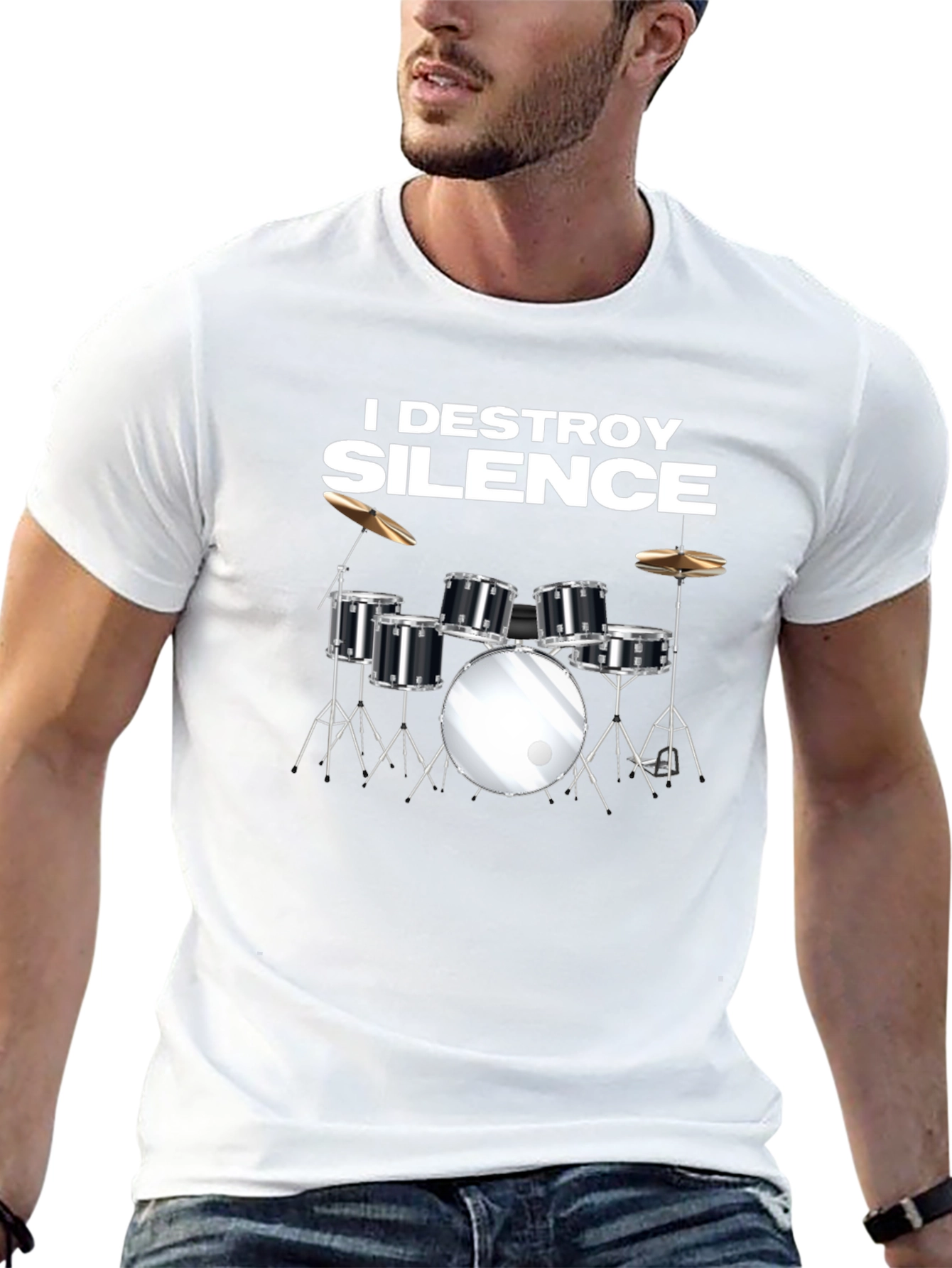 I Destroy Silence Drum Set Black T-Shirt