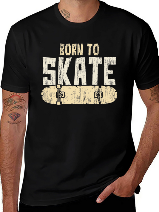 Born to Skate Graphic Tee - Black Cotton Blend T-Shirt