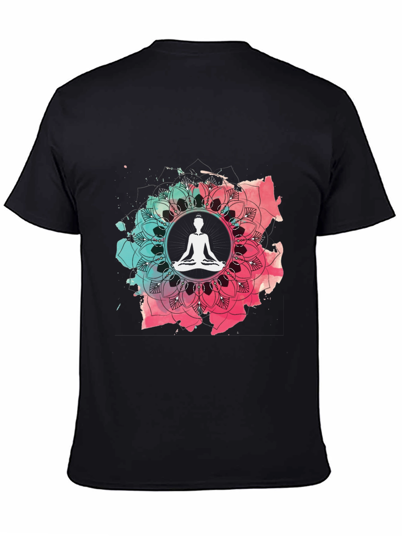 Yoga Mandala Graphic Tee - Mens Casual Black T-Shirt