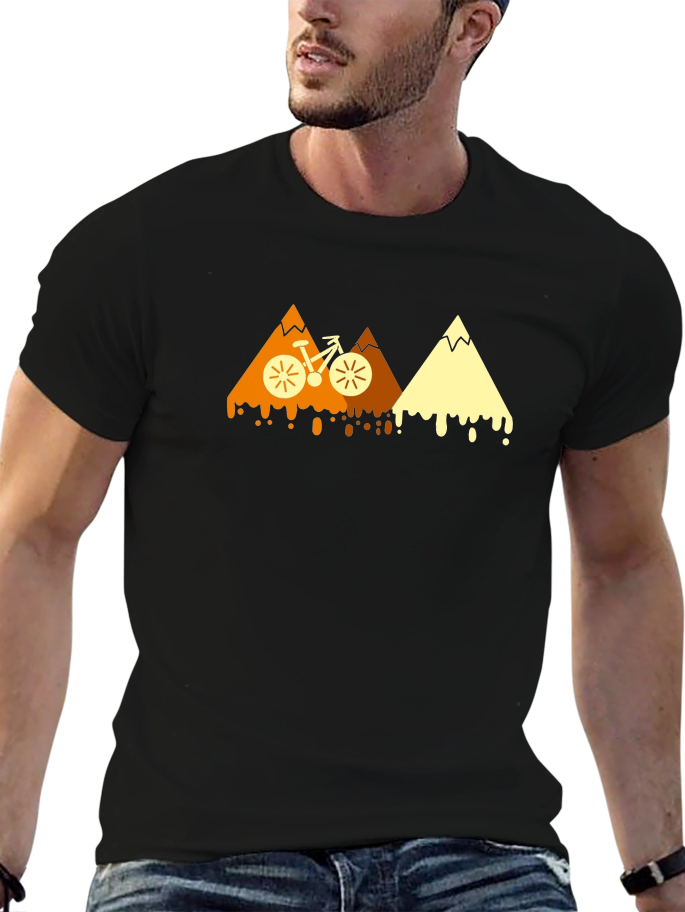 Mountain Bike Graphic Tee - Black Cotton Blend