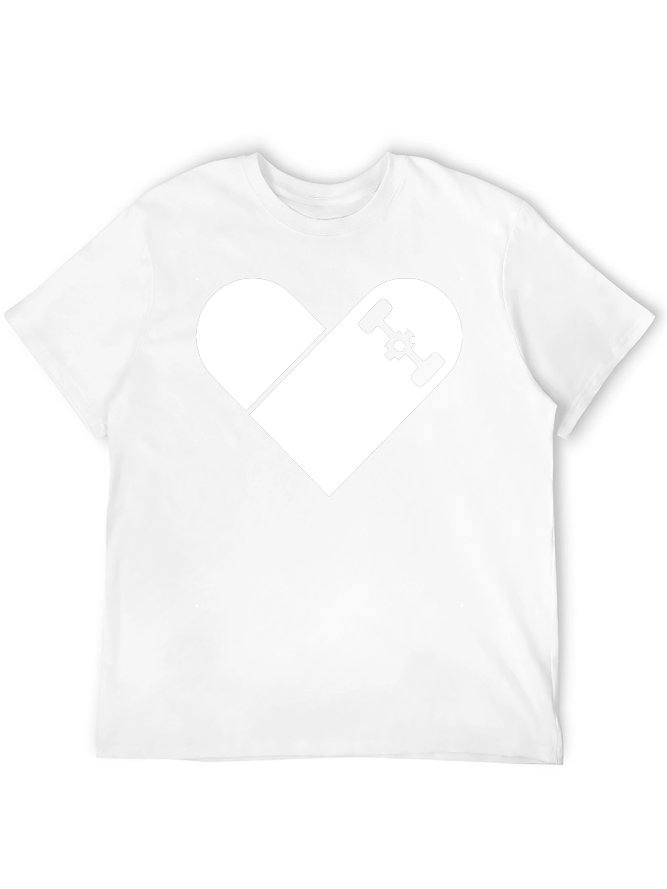 Skateboard Heart Graphic Tee - Black Cotton Casual Shirt