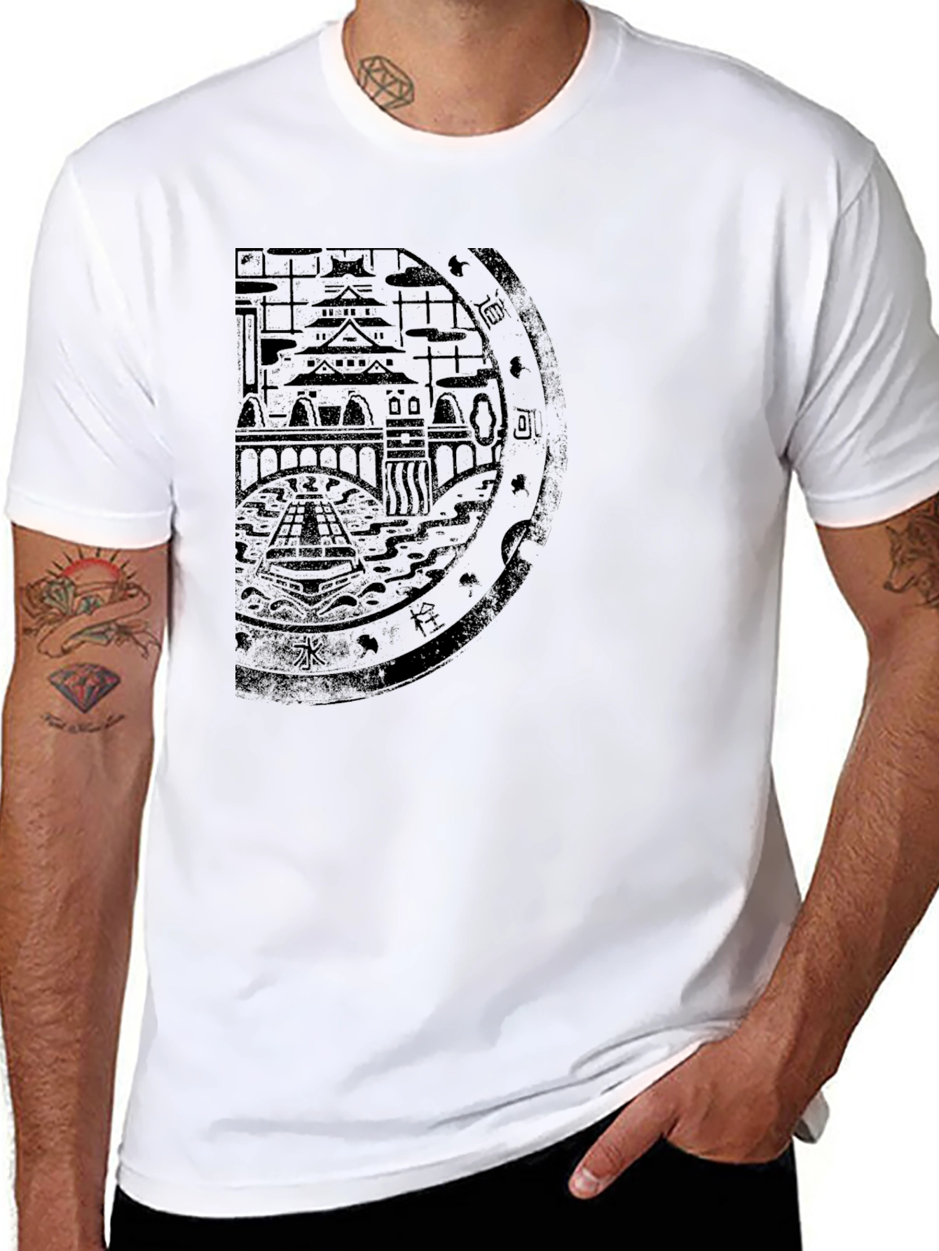 Osaka Japan Cityscape Graphic Tee - Black