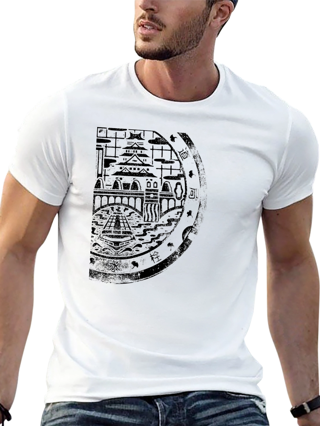 Osaka Japan Cityscape Graphic Tee - Black