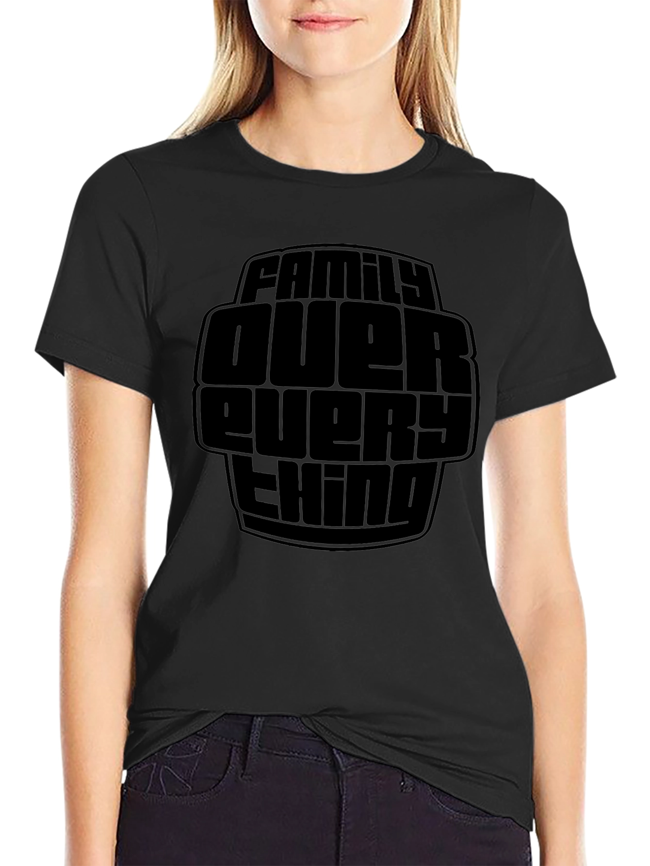 Family Over Everything Black Graphic Tee