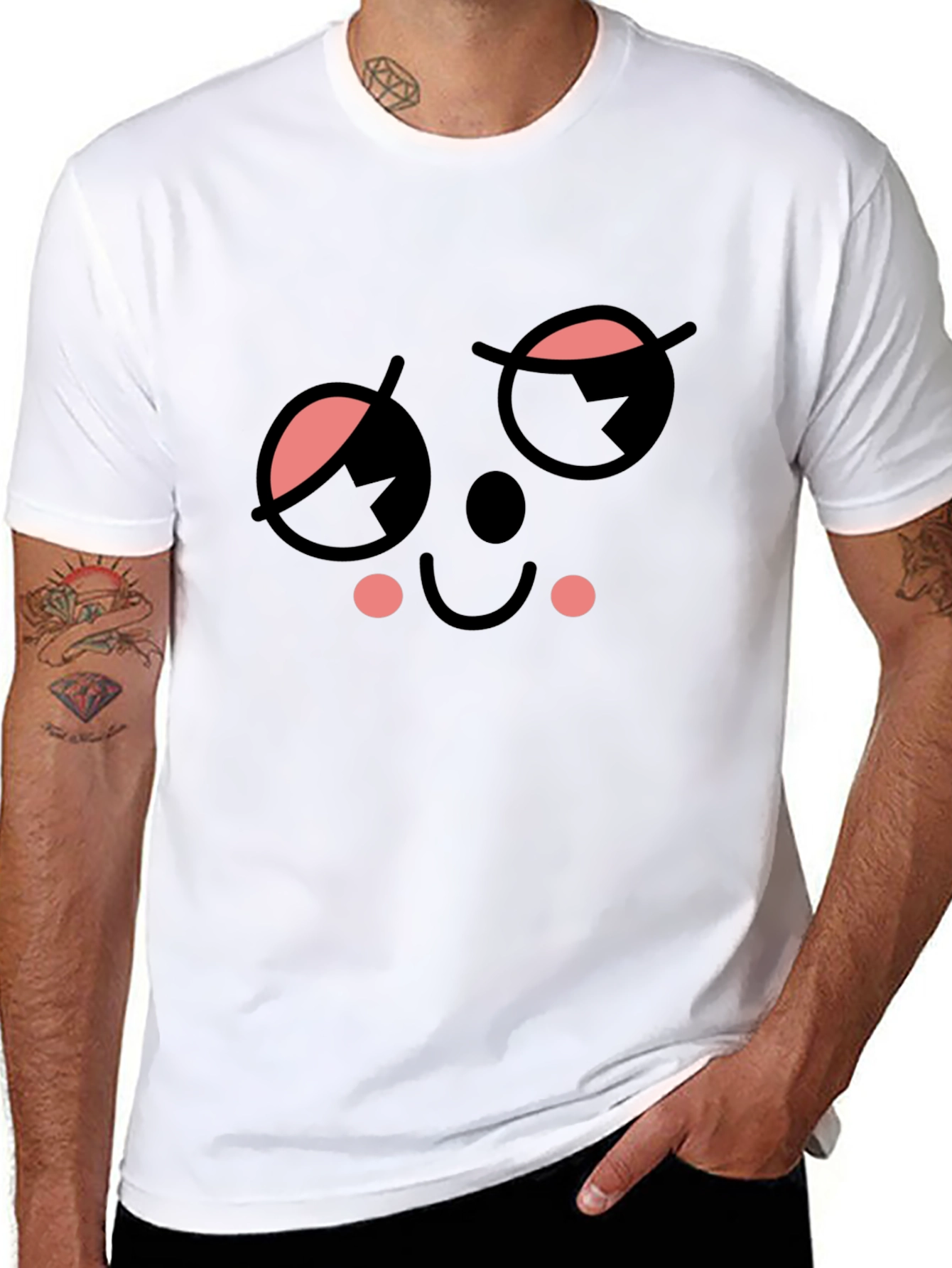 Whimsical Wink Face Black Tee