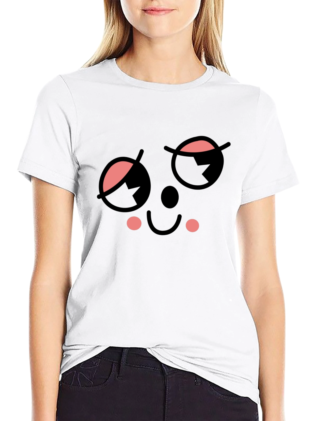 Whimsical Wink Face Black Tee