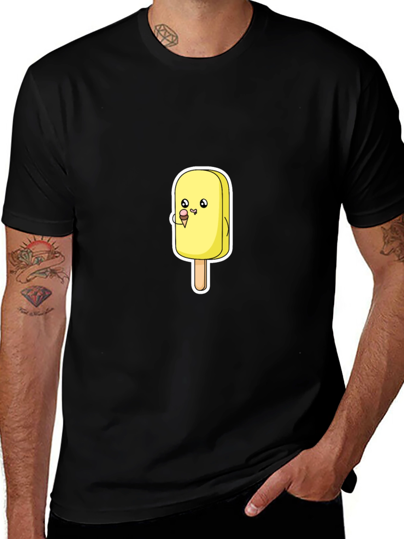 Cartoon Ice Cream T-Shirt - Black