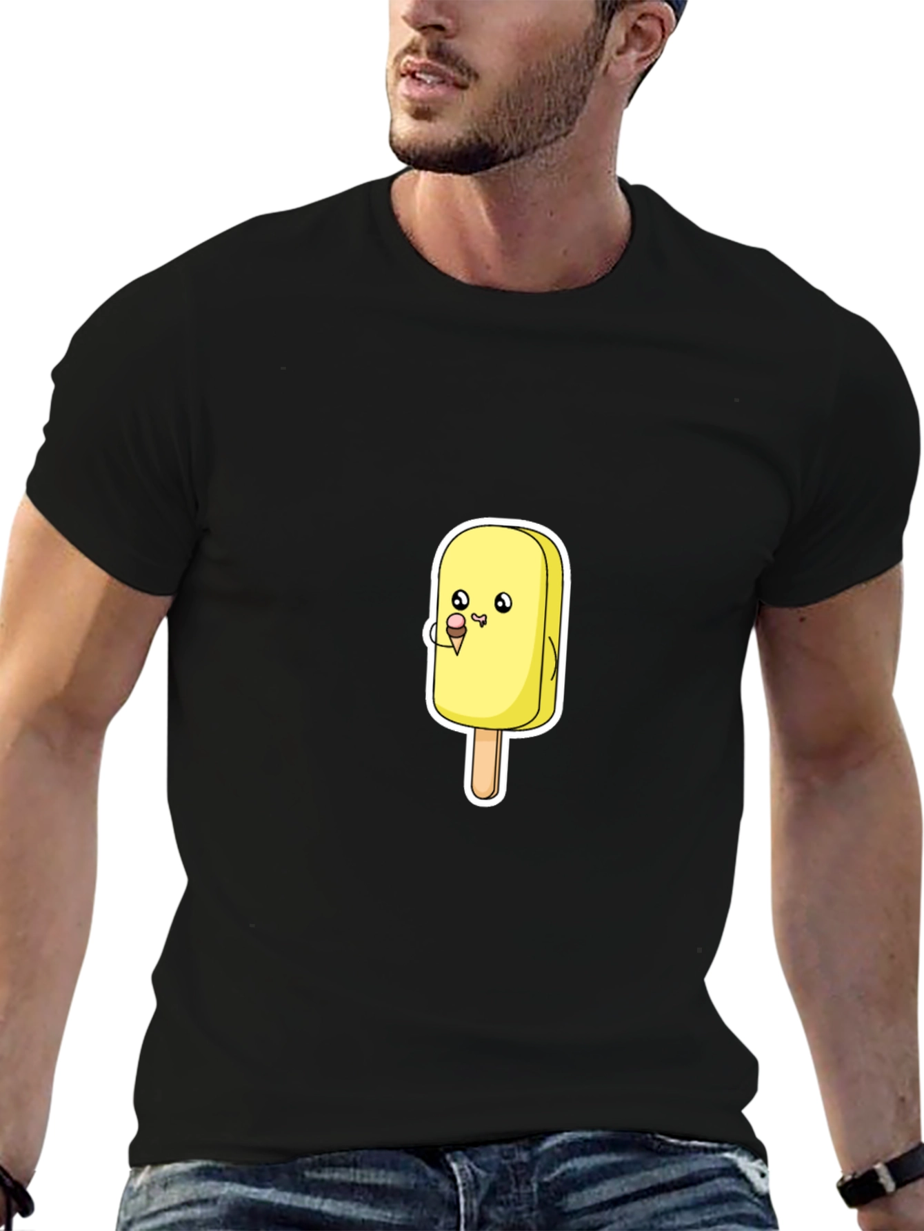 Cartoon Ice Cream T-Shirt - Black