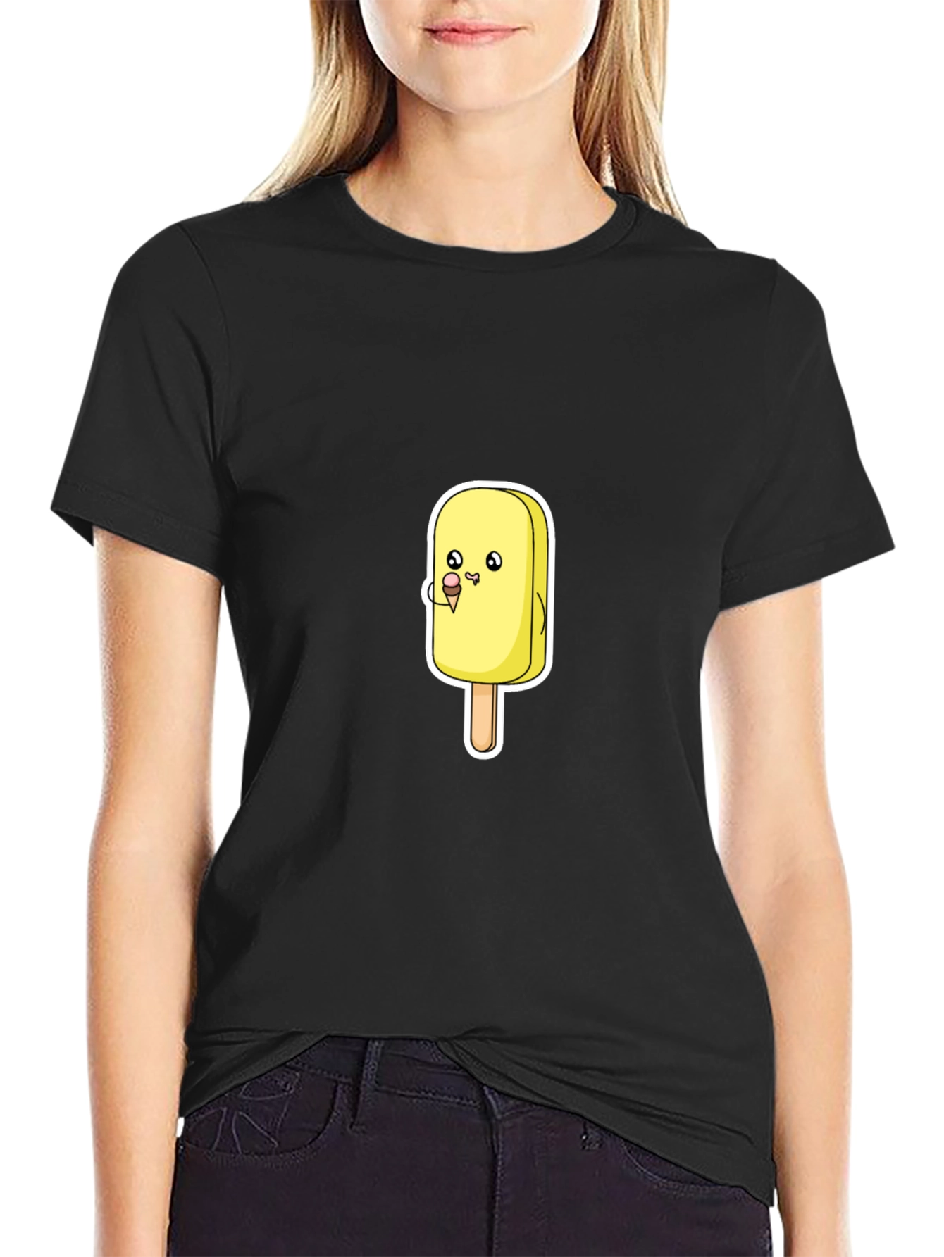 Cartoon Ice Cream T-Shirt - Black