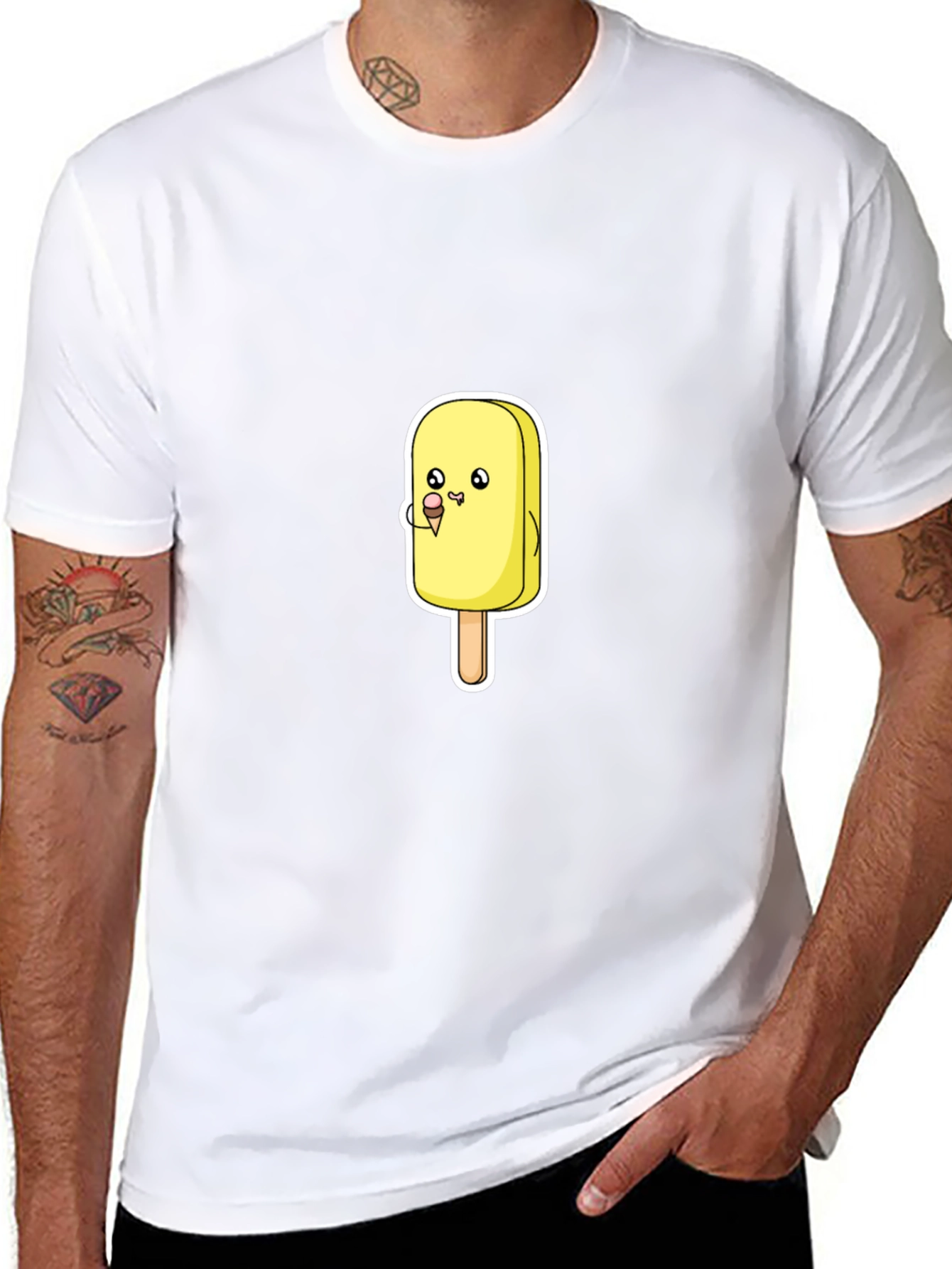 Cartoon Ice Cream T-Shirt - Black