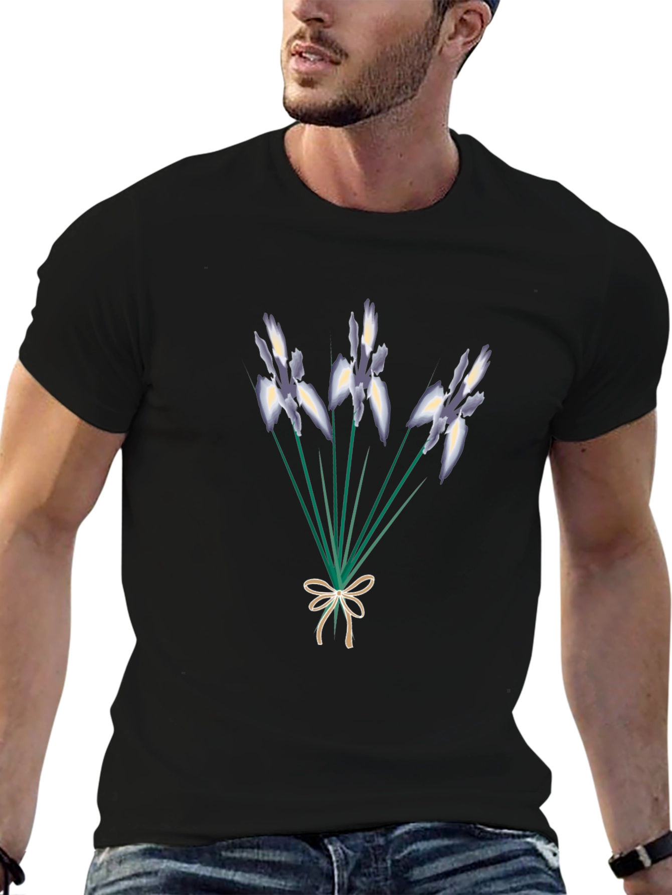 Floral Bouquet Graphic Tee - Stylish Black T-Shirt