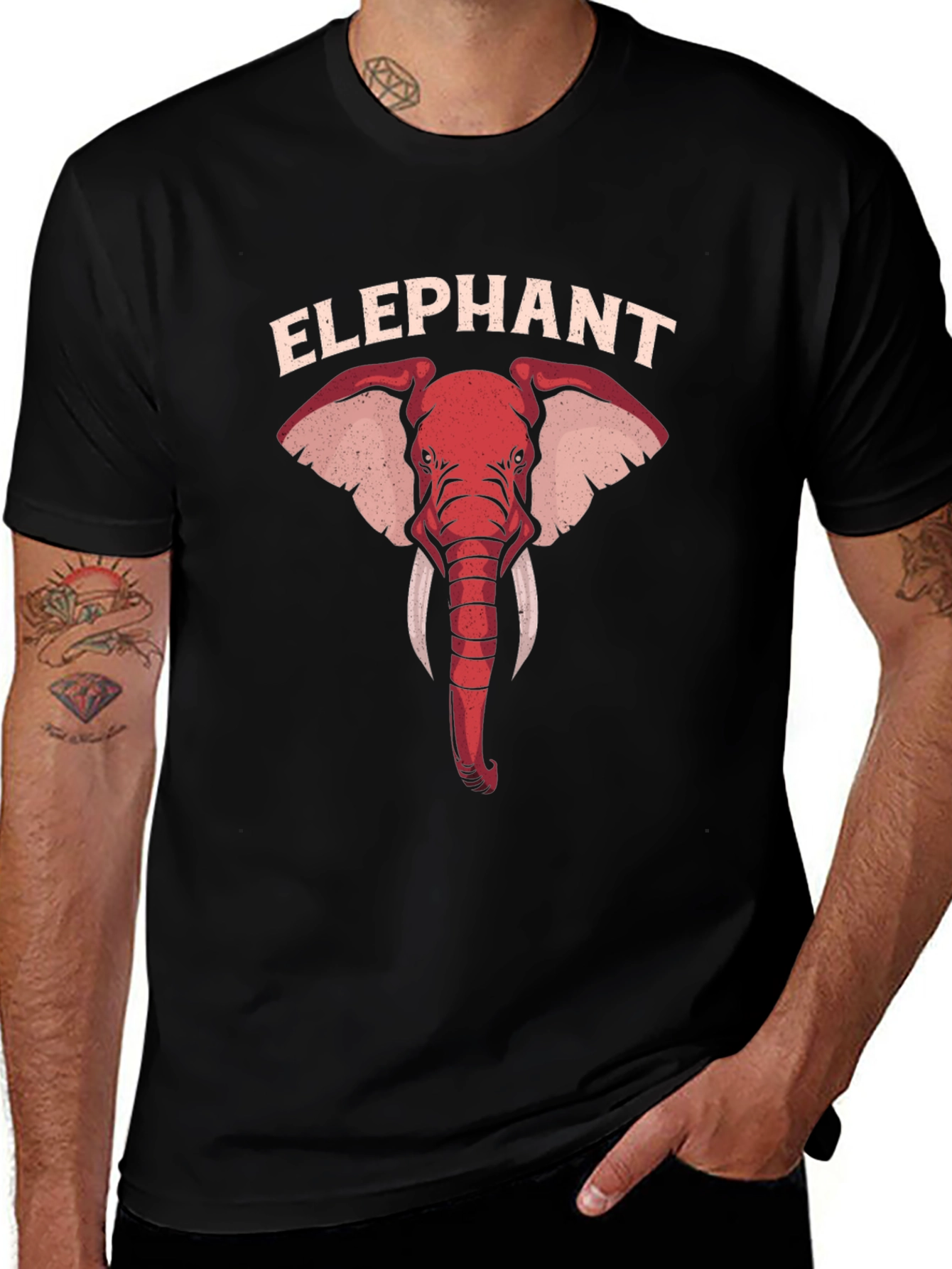 Elephant Graphic Tee - Bold Animal Print T-Shirt