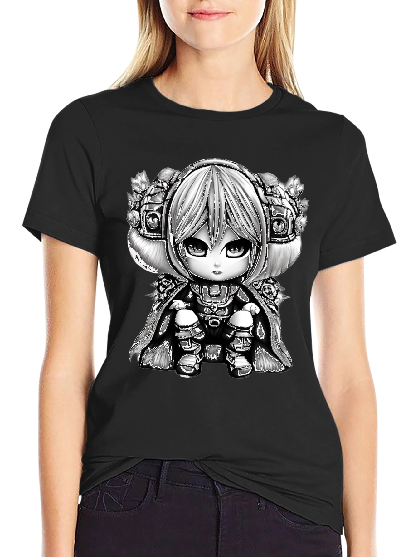 Anime Cartoon Graphic Black T-Shirt