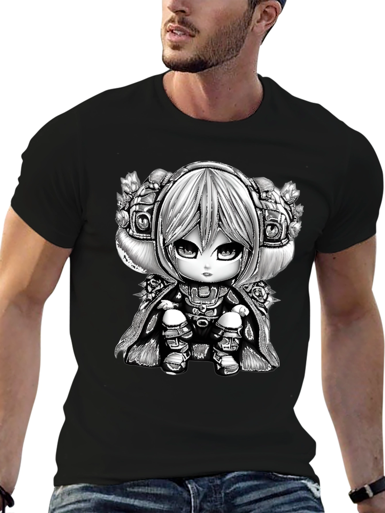 Anime Cartoon Graphic Black T-Shirt