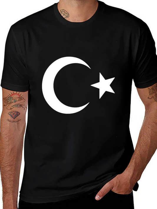 Turkish Flag Graphic Print Black T-Shirt