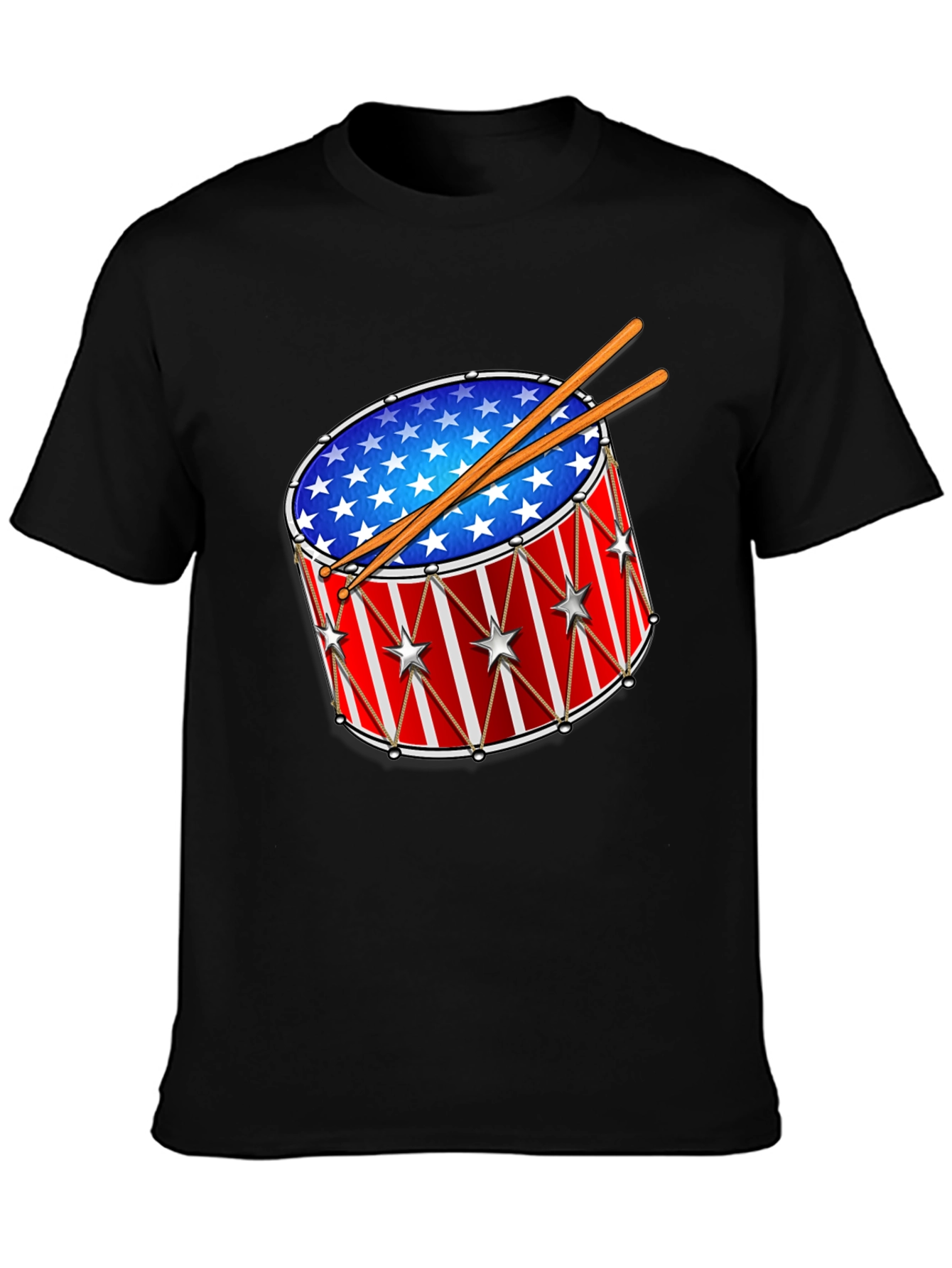 Patriotic Drum T-Shirt - Stars & Stripes Design