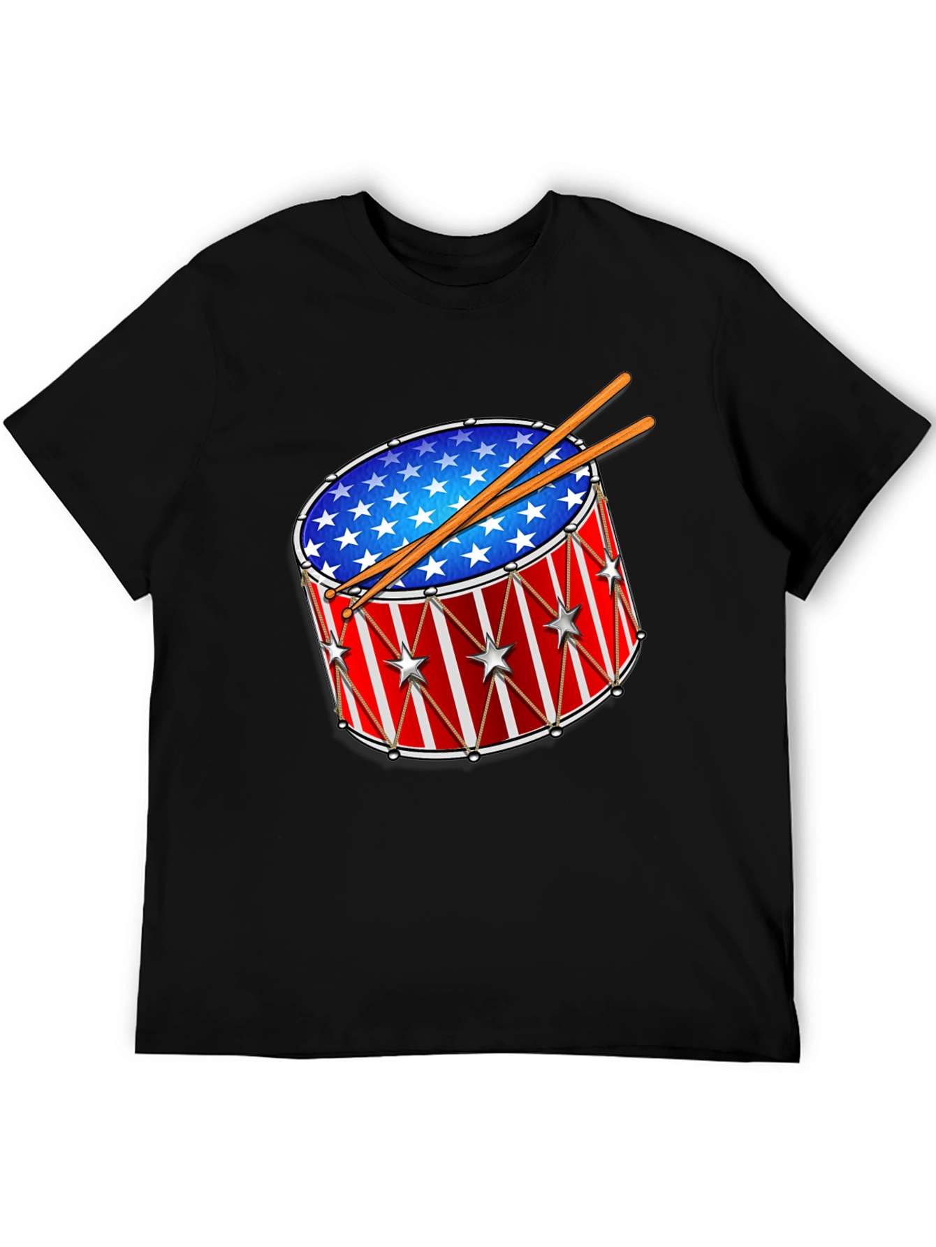 Patriotic Drum T-Shirt - Stars & Stripes Design