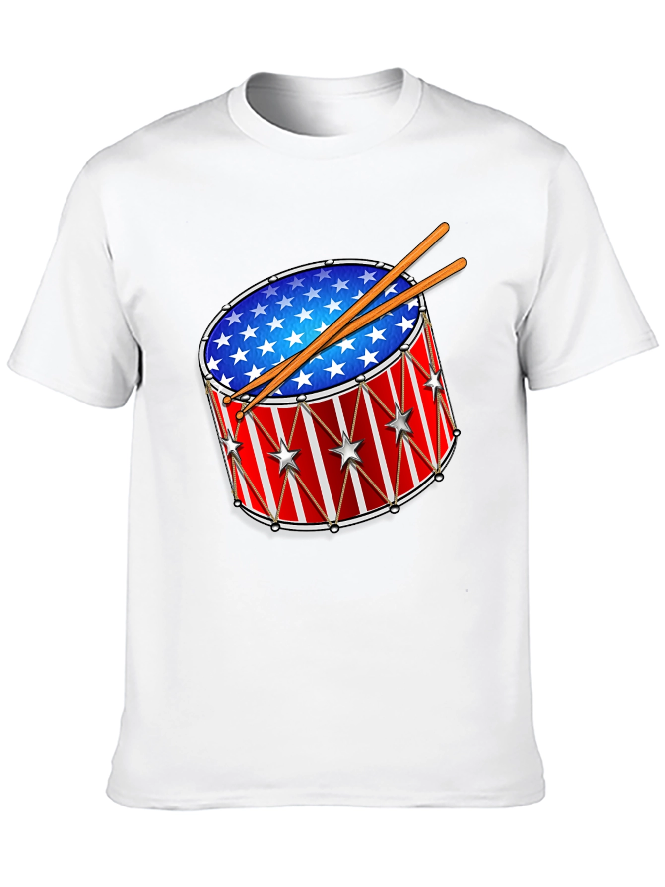 Patriotic Drum T-Shirt - Stars & Stripes Design