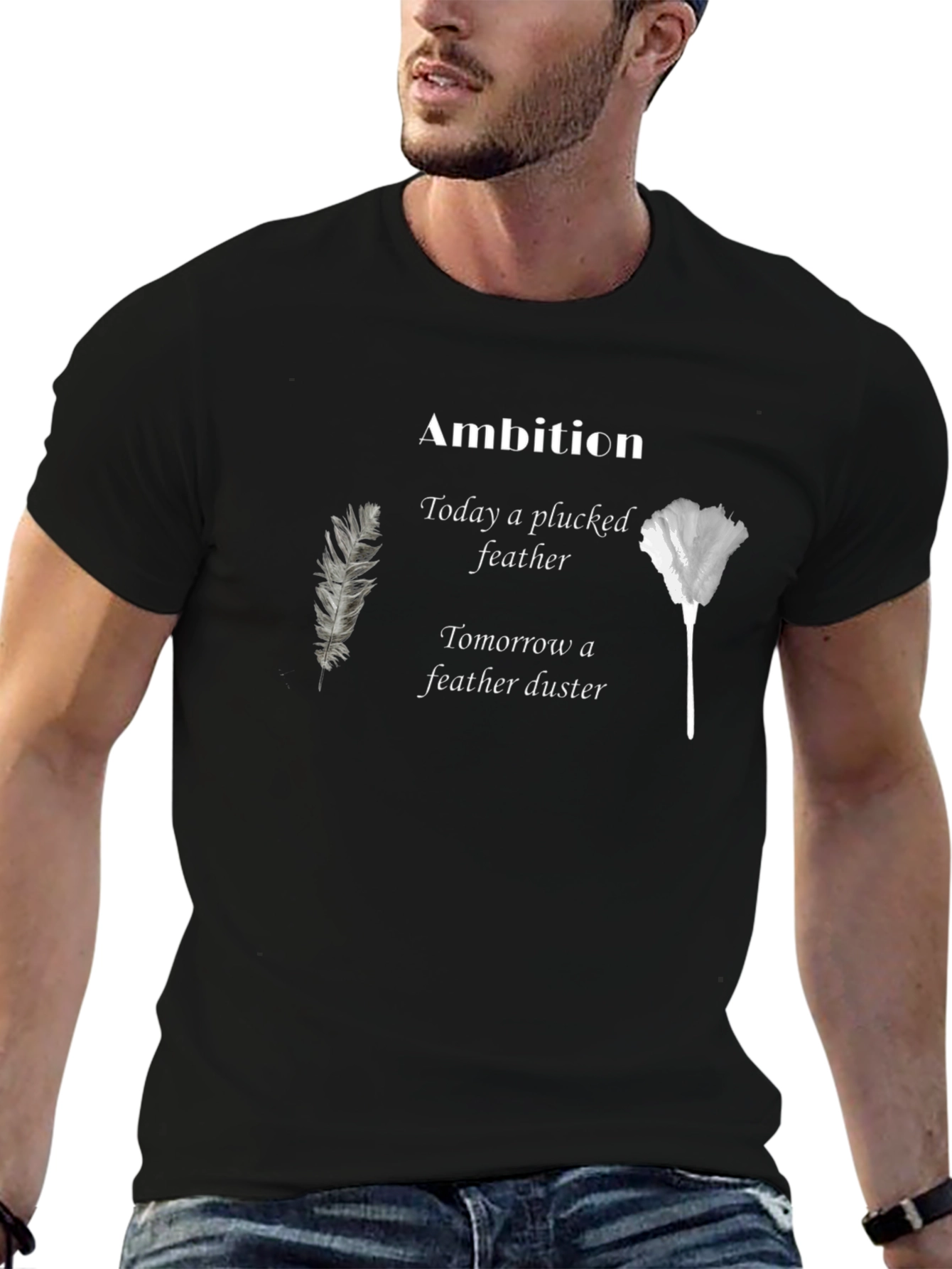Ambition Feather Graphic Black T-Shirt