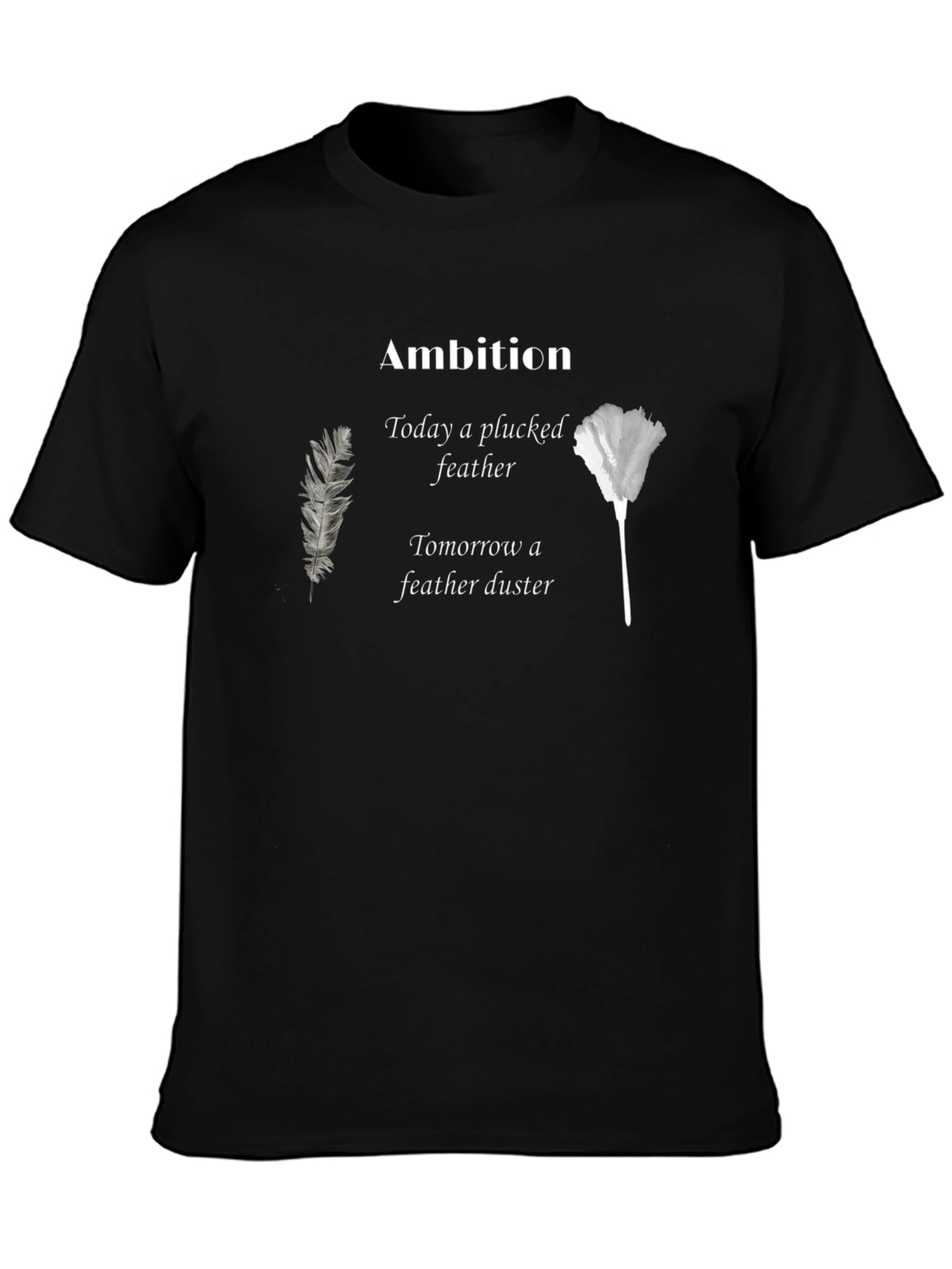 Ambition Feather Graphic Black T-Shirt