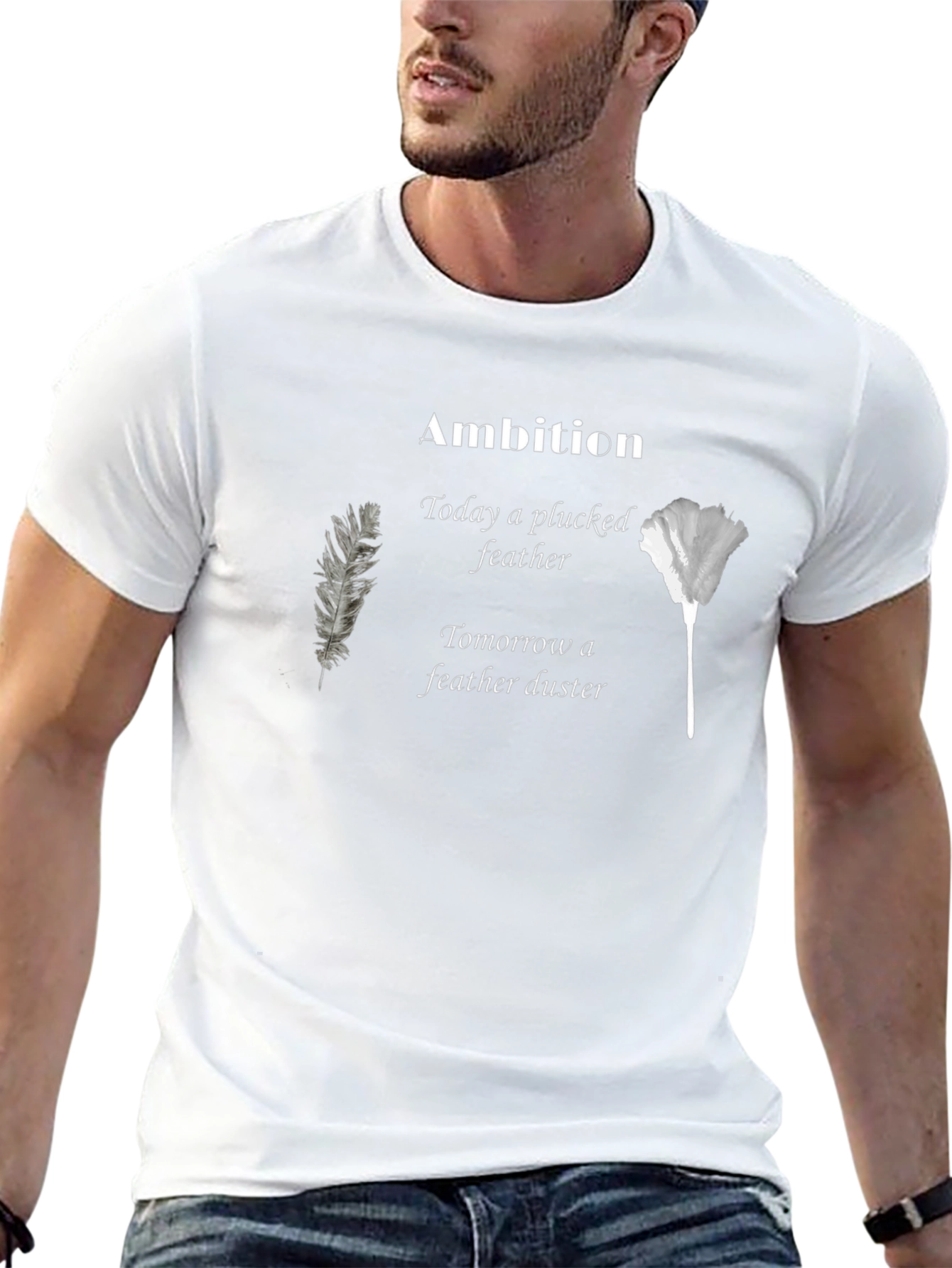 Ambition Feather Graphic Black T-Shirt