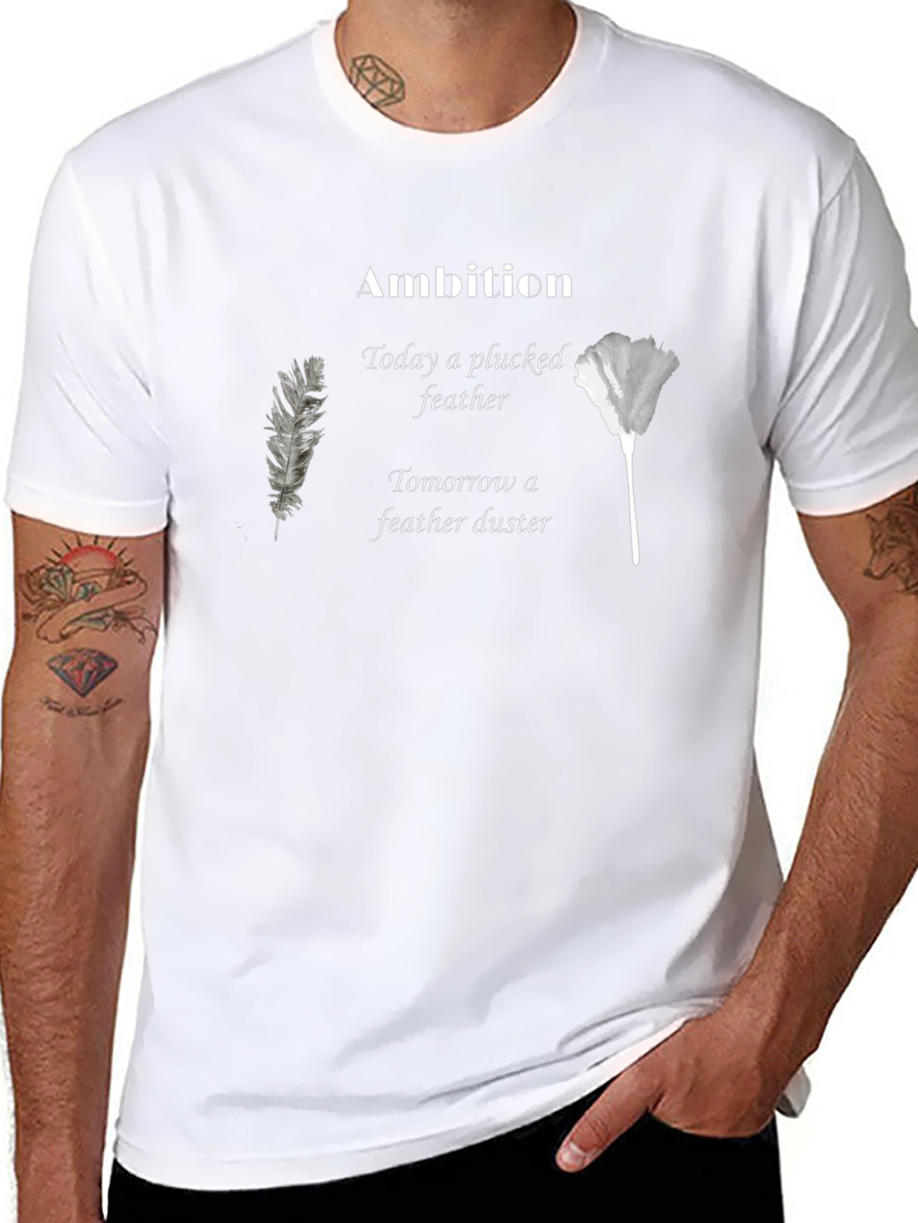 Ambition Feather Graphic Black T-Shirt