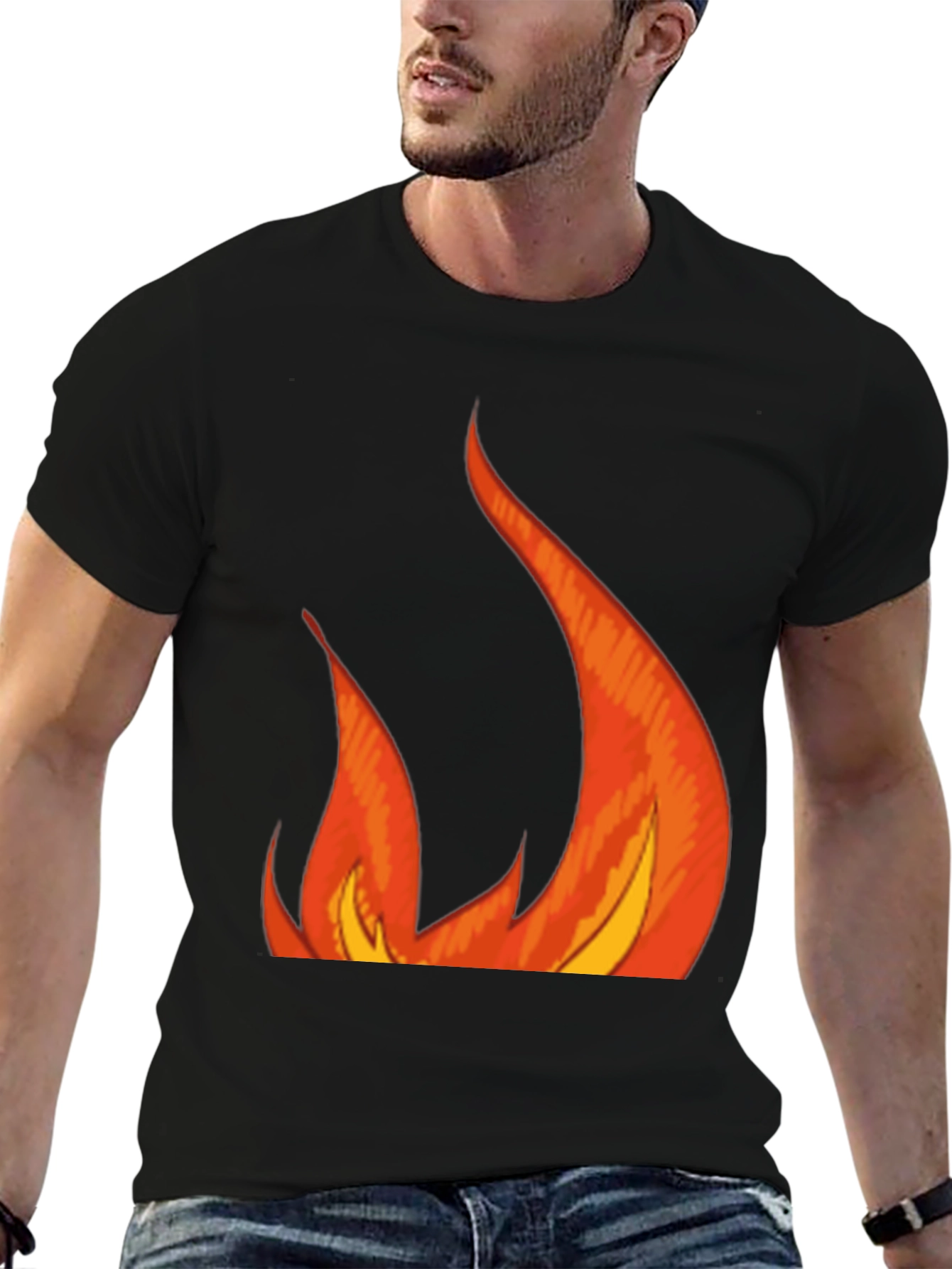 Fiery Graphic Tee - Bold Flames Design
