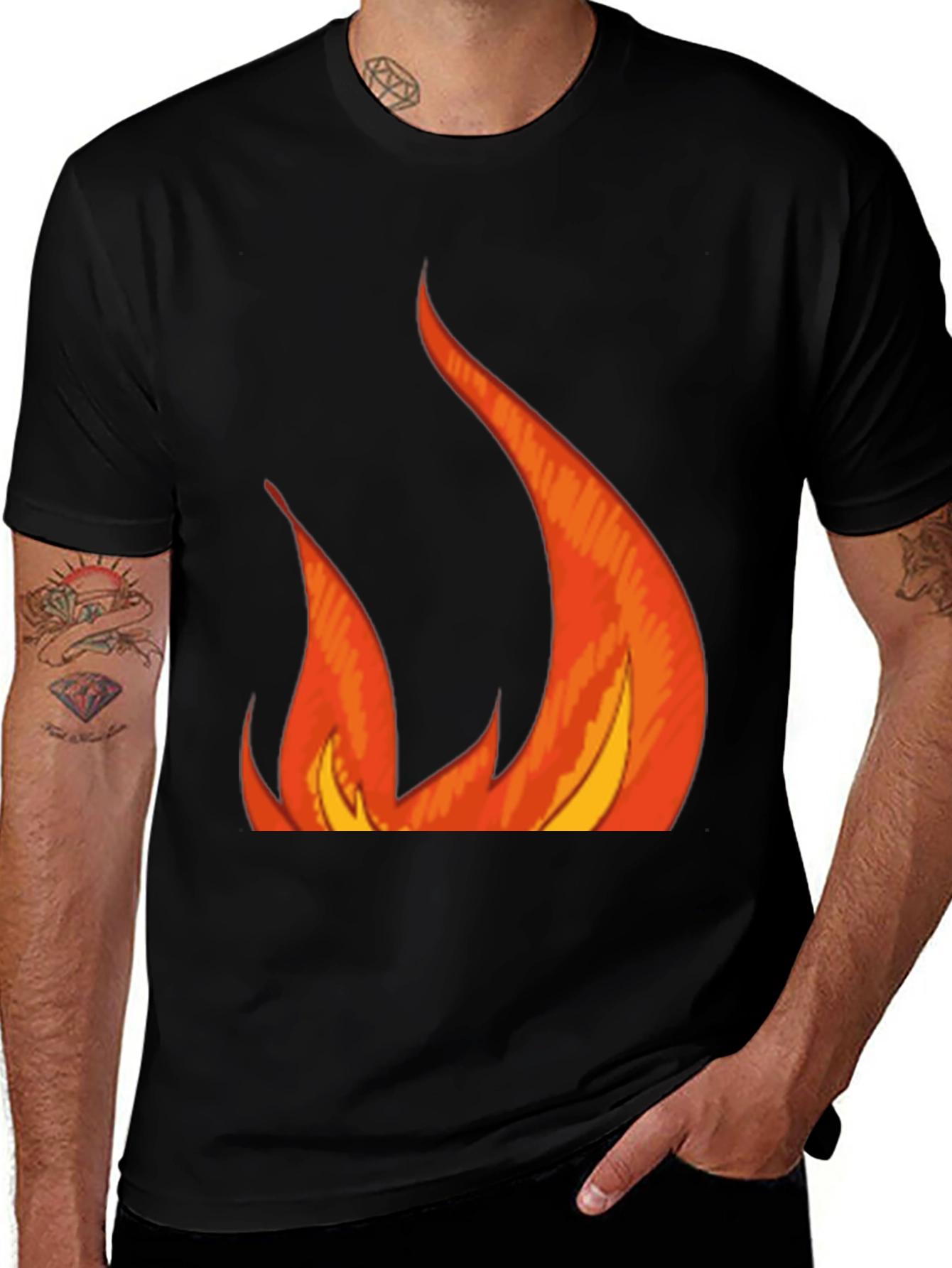 Fiery Graphic Tee - Bold Flames Design
