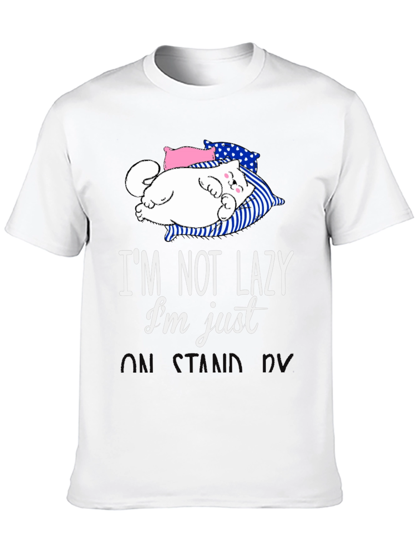 Lazy Cat Graphic Tee - Funny Sleepy Kitten T-Shirt