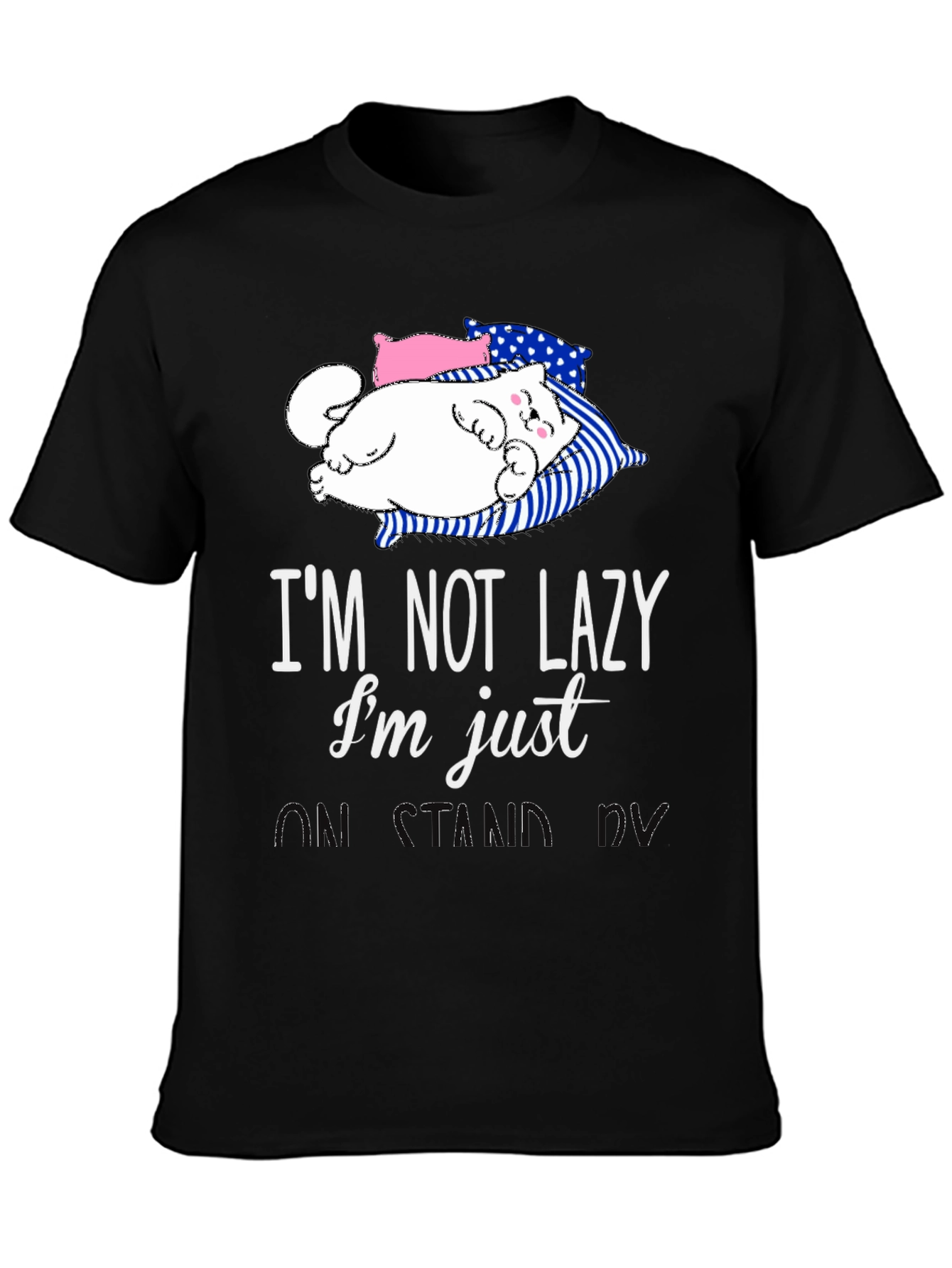 Lazy Cat Graphic Tee - Funny Sleepy Kitten T-Shirt