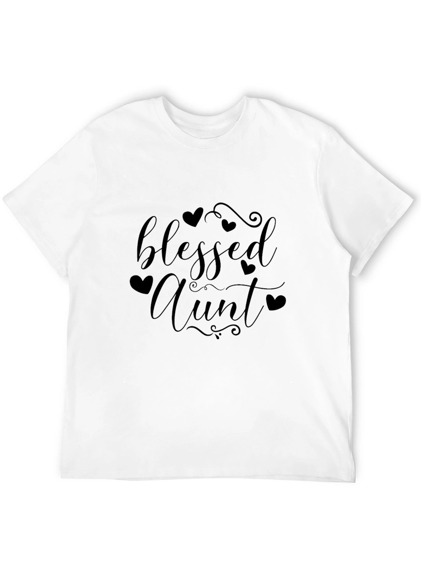 Blessed Aunt Black T-Shirt Heart Detail
