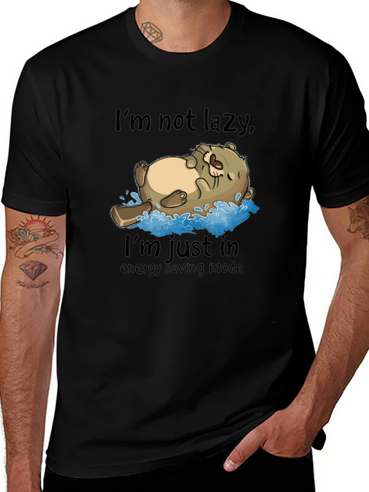 Lazy Otter Energy Saving Mode Black T-Shirt