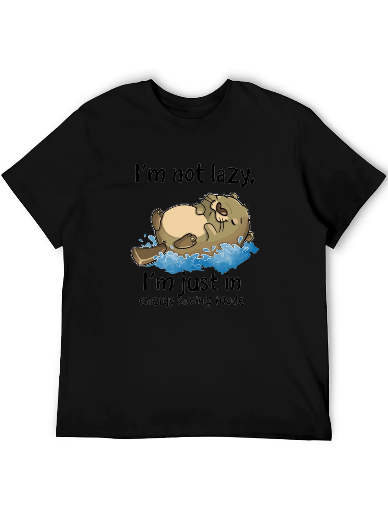 Lazy Otter Energy Saving Mode Black T-Shirt