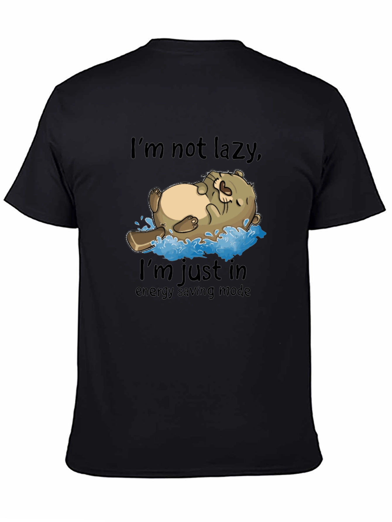 Lazy Otter Energy Saving Mode Black T-Shirt