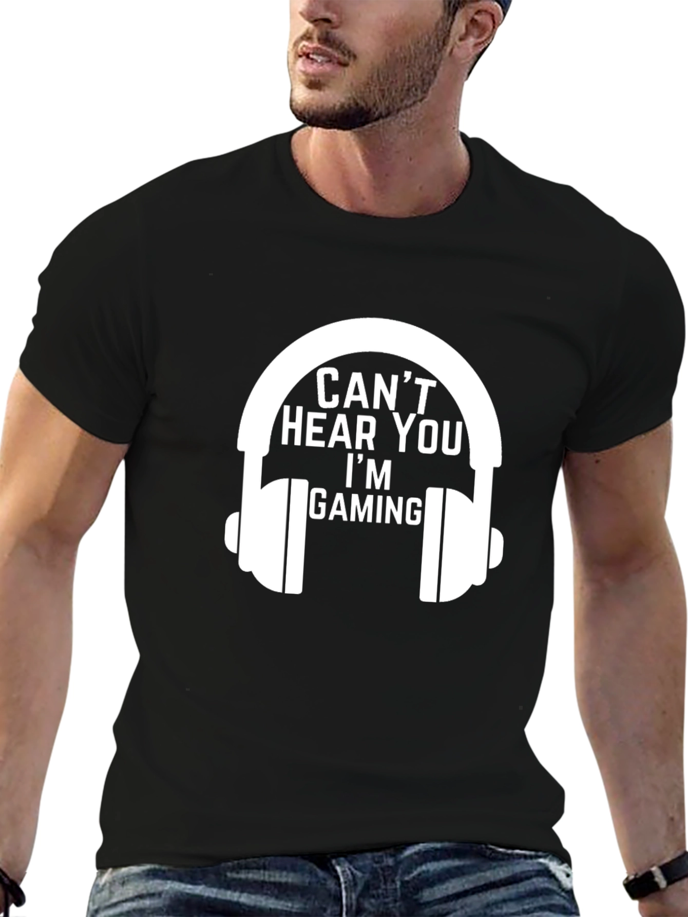 Cant Hear You Im Gaming Black T-Shirt