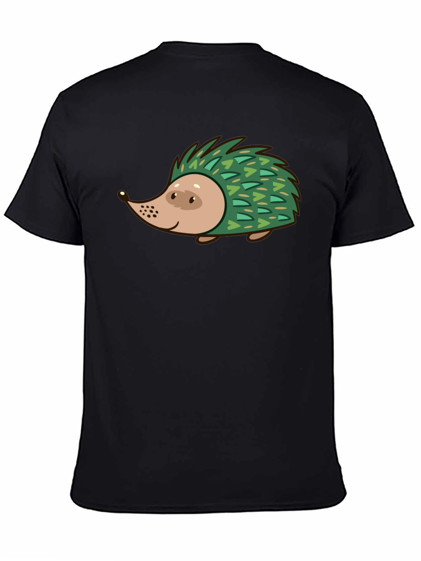 Hedgehog Graphic Tee - Black Cotton T-Shirt