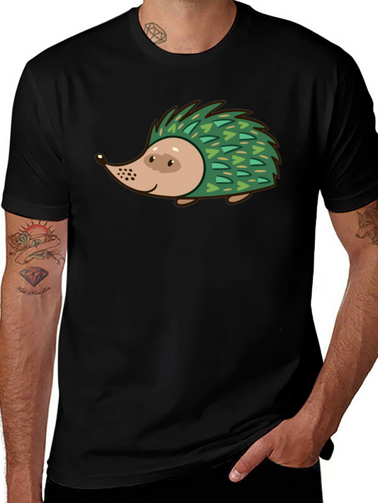 Hedgehog Graphic Tee - Black Cotton T-Shirt