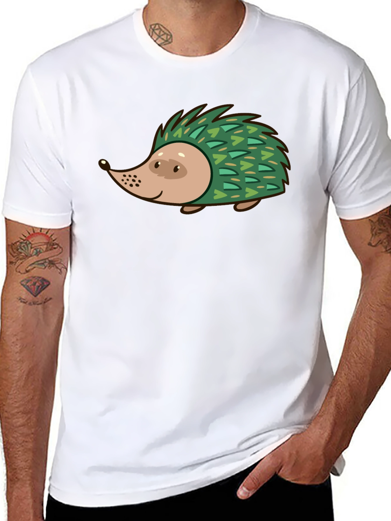 Hedgehog Graphic Tee - Black Cotton T-Shirt