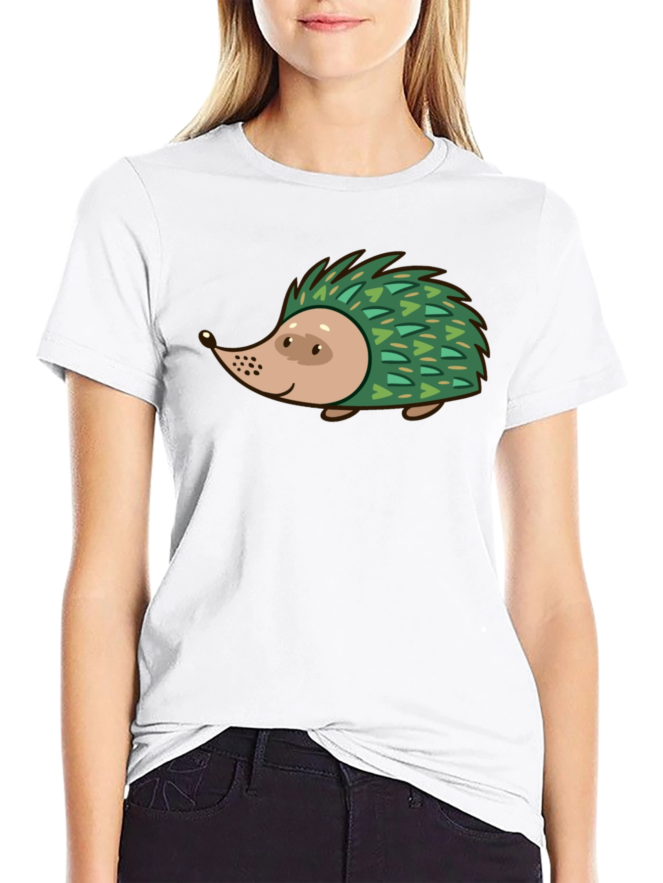 Hedgehog Graphic Tee - Black Cotton T-Shirt
