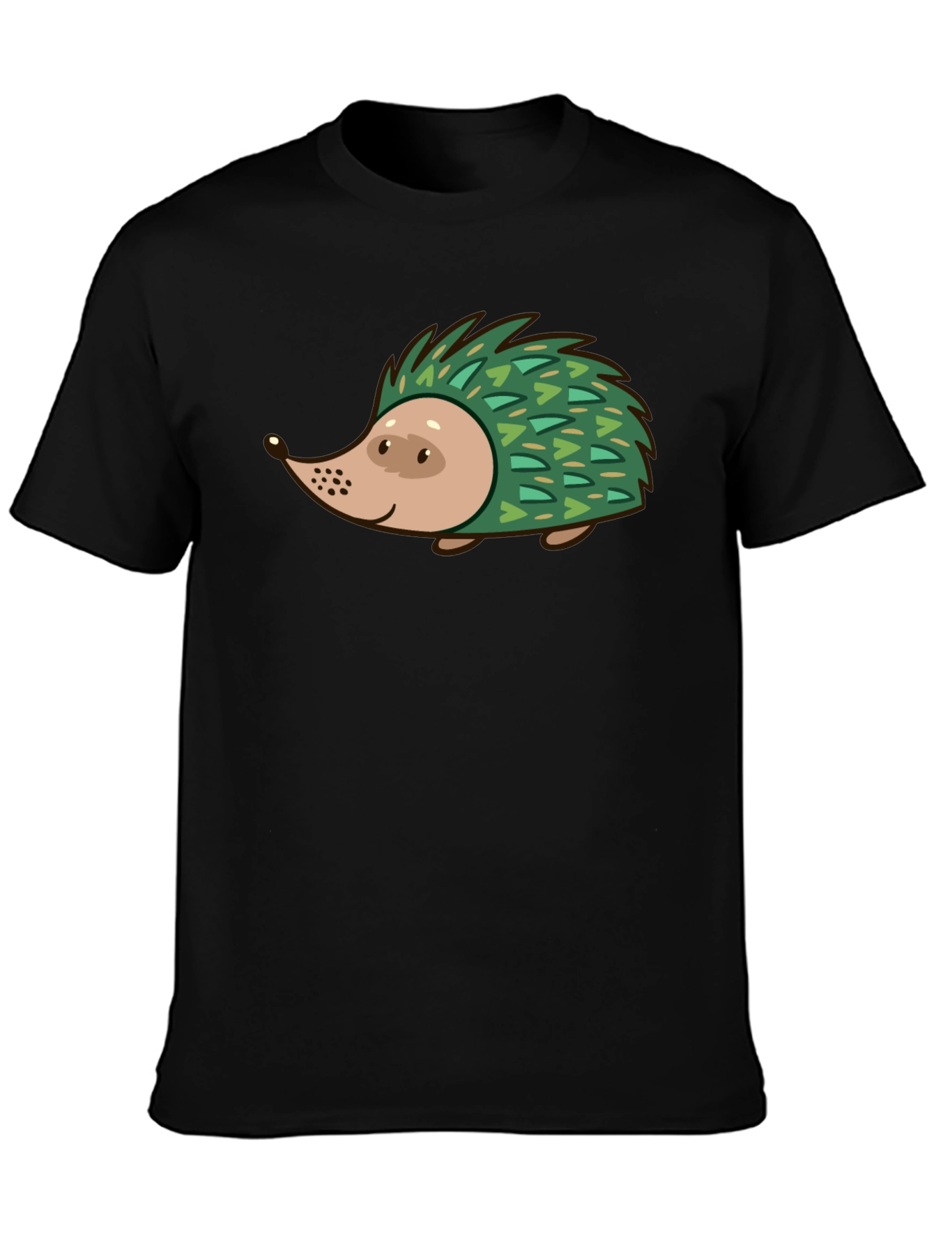 Hedgehog Graphic Tee - Black Cotton T-Shirt