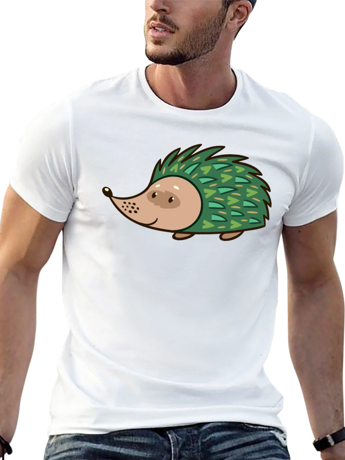 Hedgehog Graphic Tee - Black Cotton T-Shirt