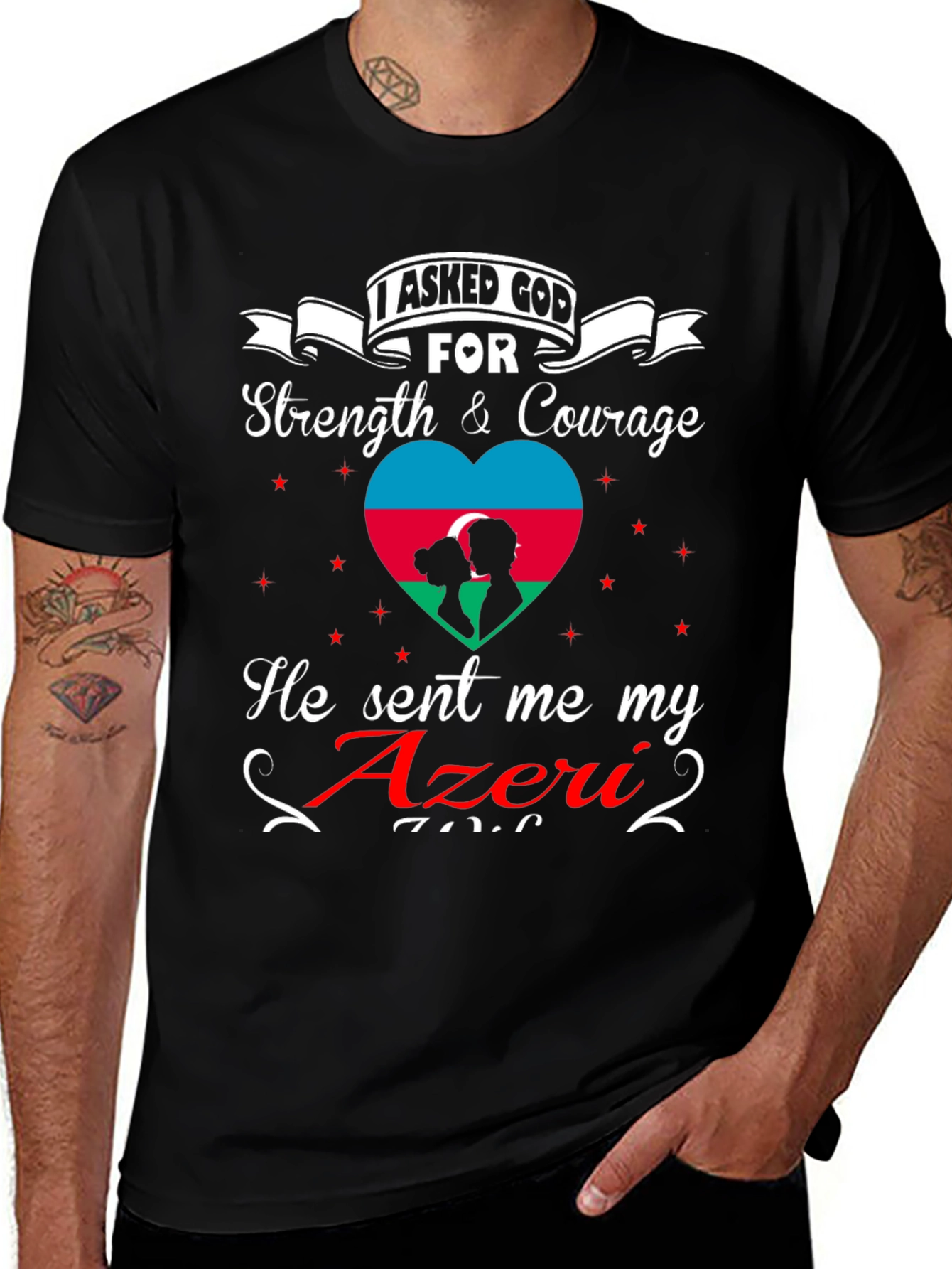 Azeri Pride Graphic T-Shirt - Strength & Courage
