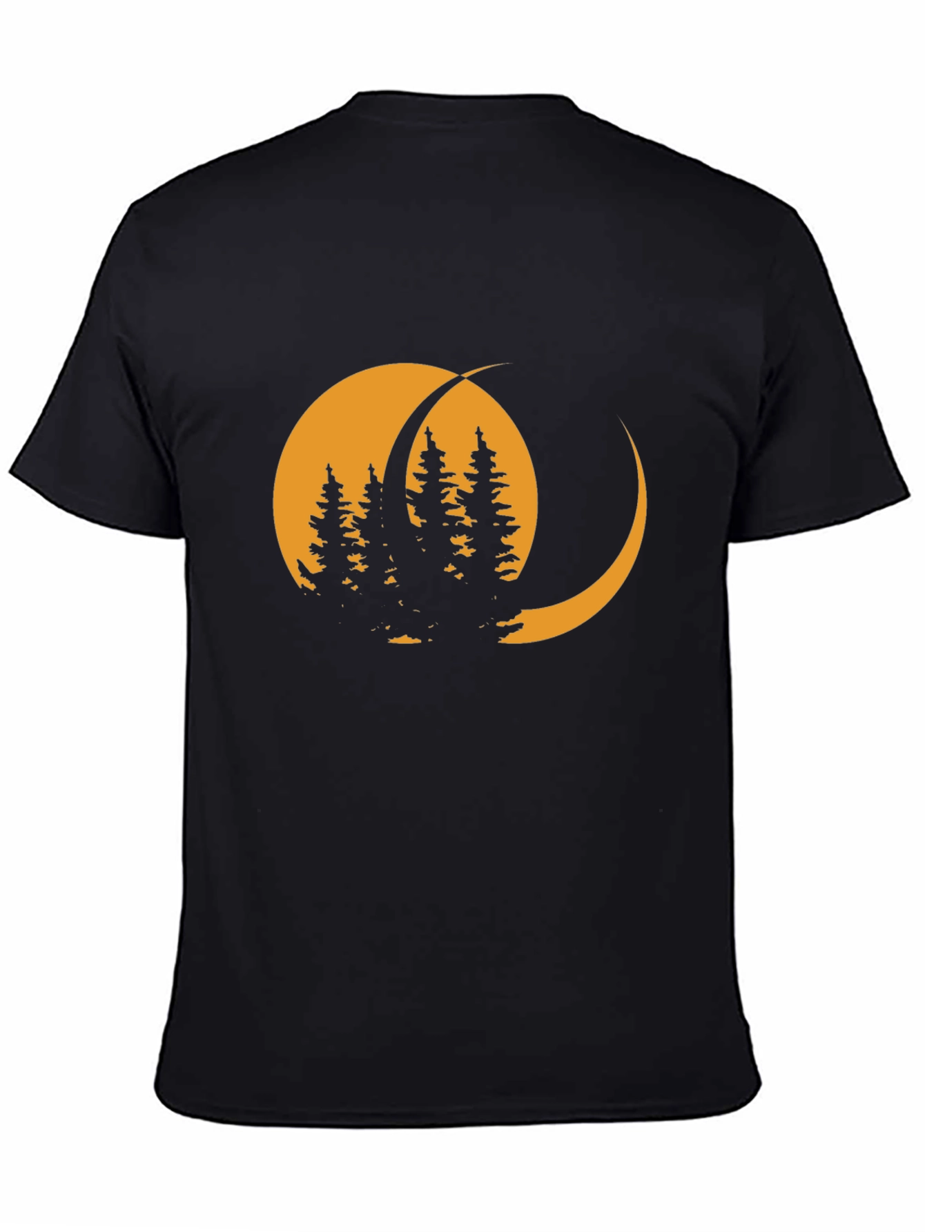 Moonlit Forest Graphic Tee - Stylish Black T-Shirt