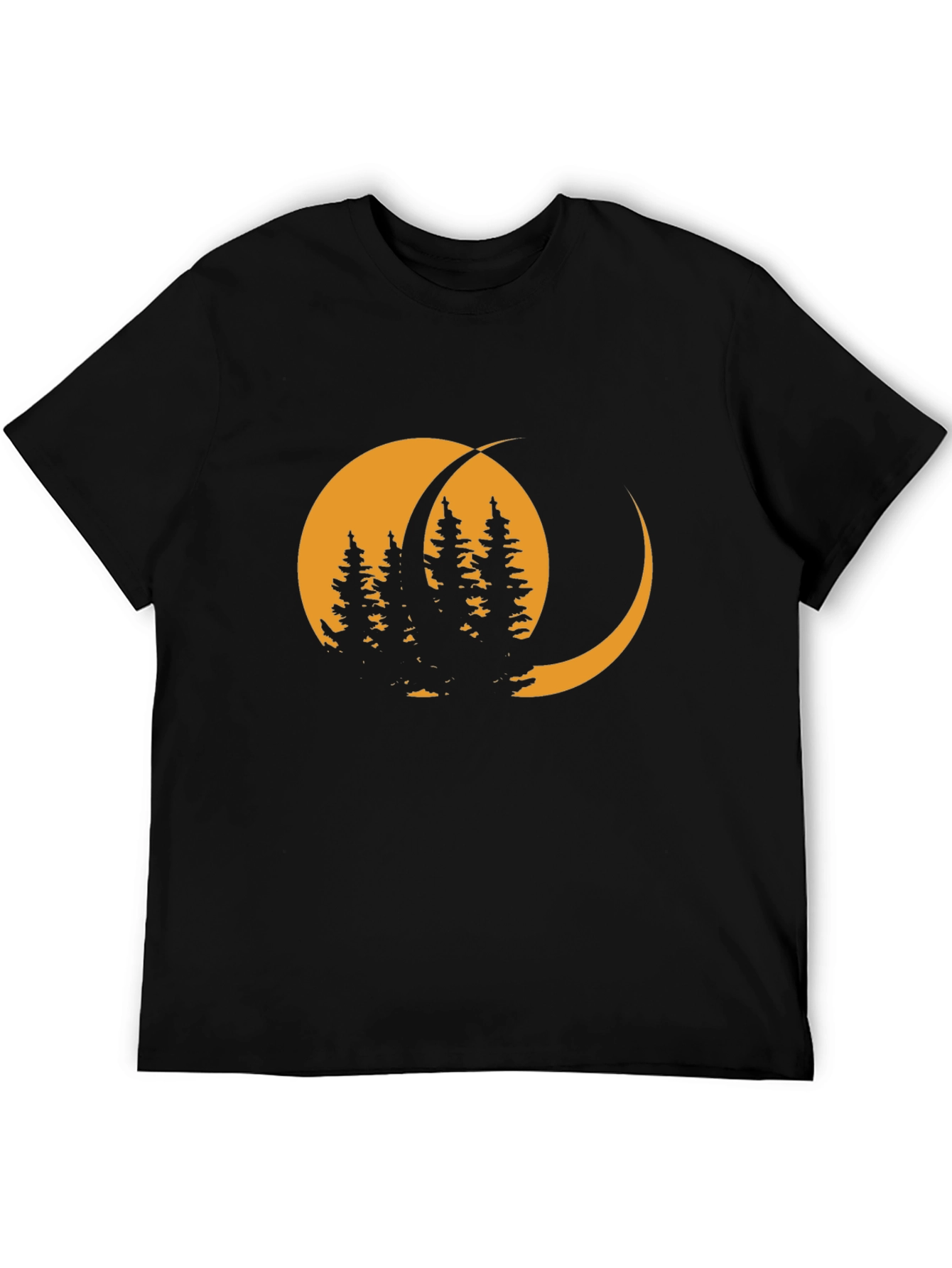 Moonlit Forest Graphic Tee - Stylish Black T-Shirt